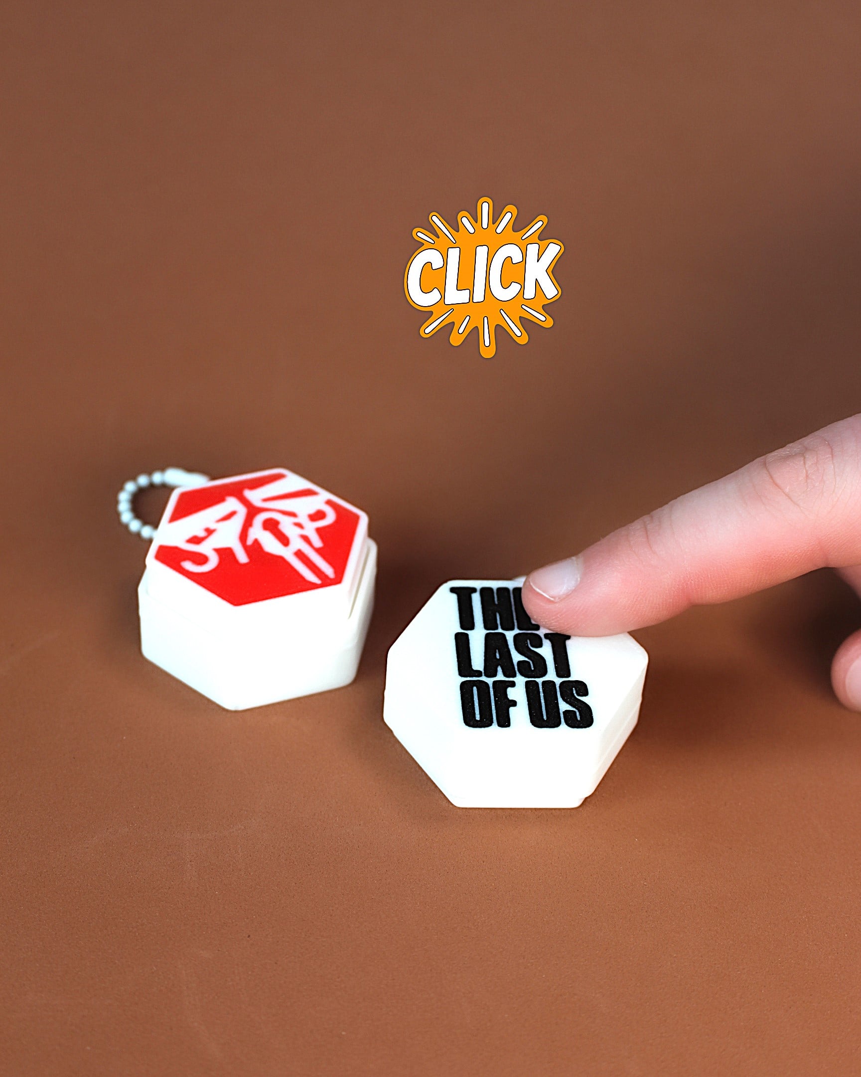 Fireflies STOP sign Fidget Clicker Keychain 3d model