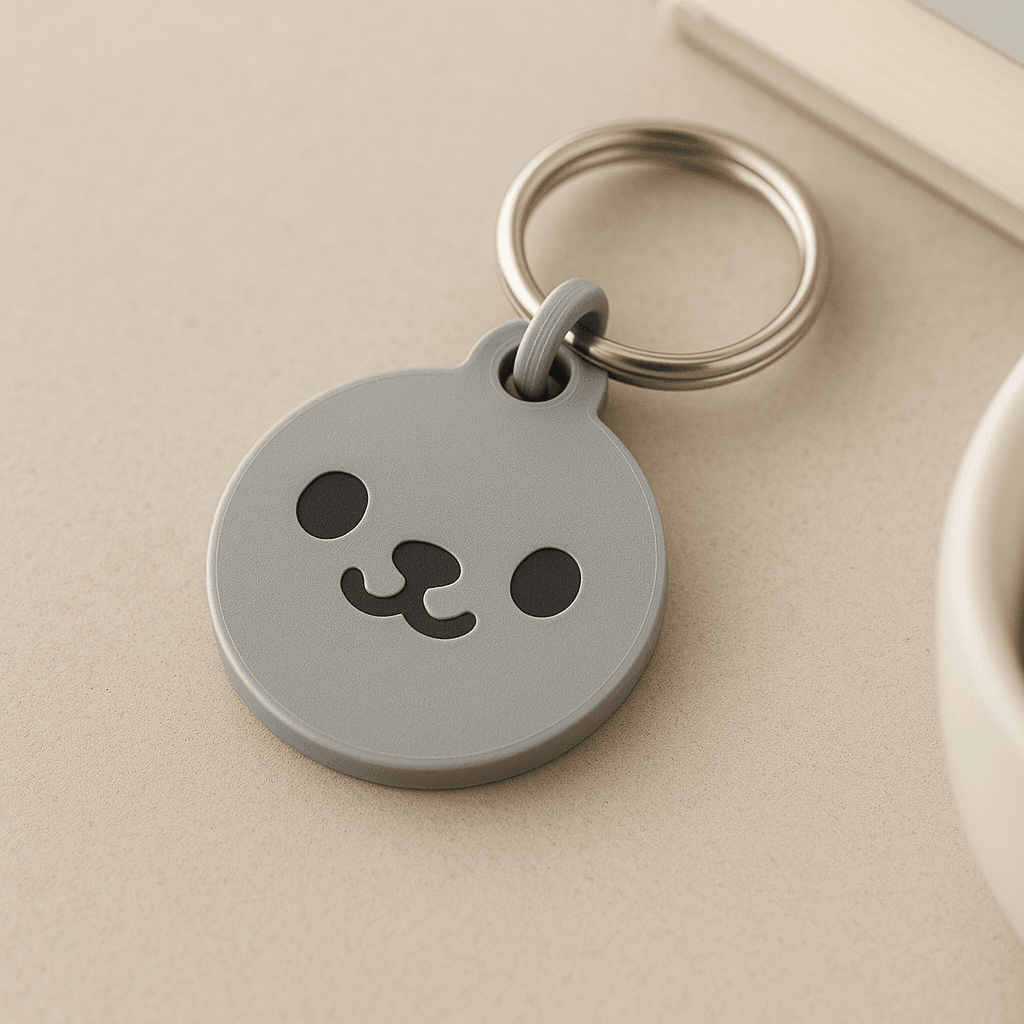 Cute 3D Printed Bear Face Keychain 3d model