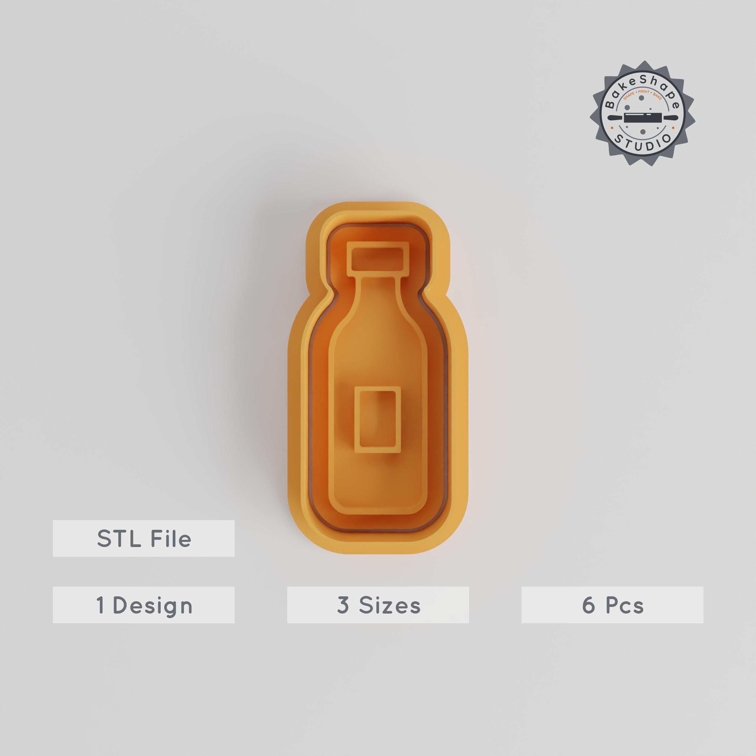 Bottle Shaped Cutter & Stamp Set with 3 Sizes, Perfect for Cookies & Fondant, 6 Piece Collection PRODUCT_4812 3d model