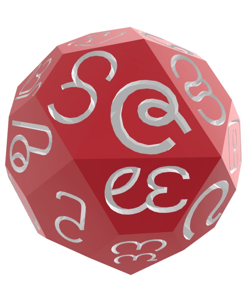 Burmese Alphabet d40 Polyhedral Die 3d model