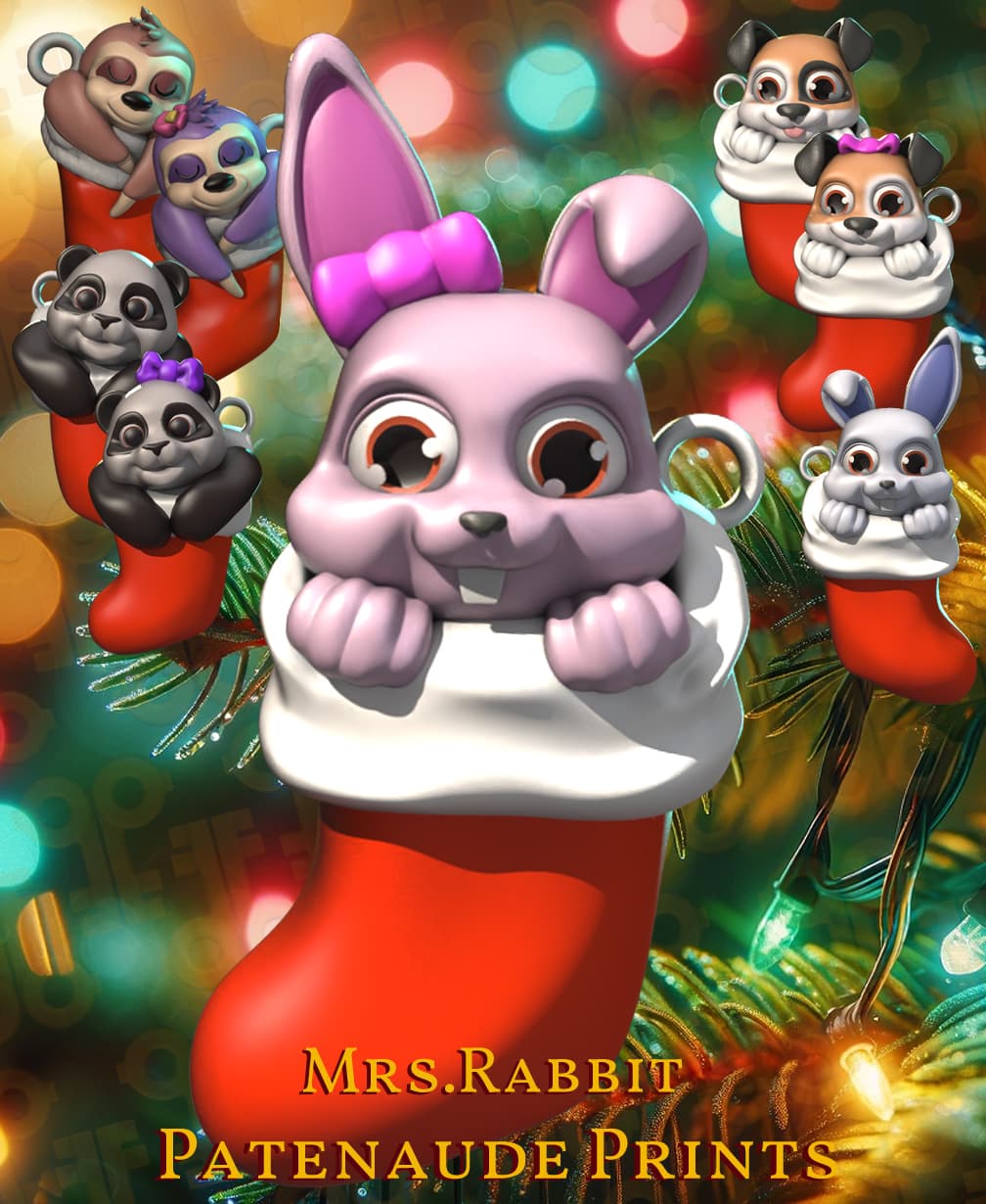 Mrs Rabbit Christmas tree Ornament 3d model