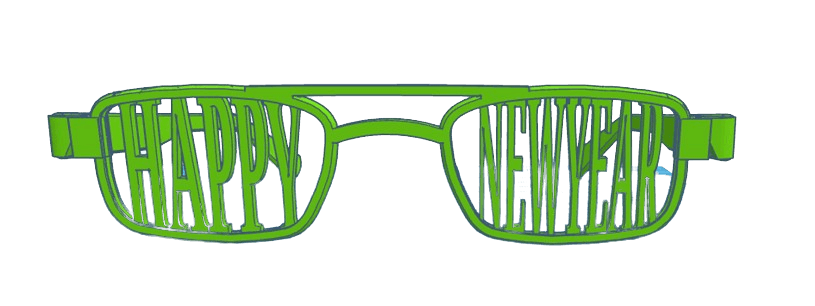 happy new year glasses print without supports v3.stl 3d model