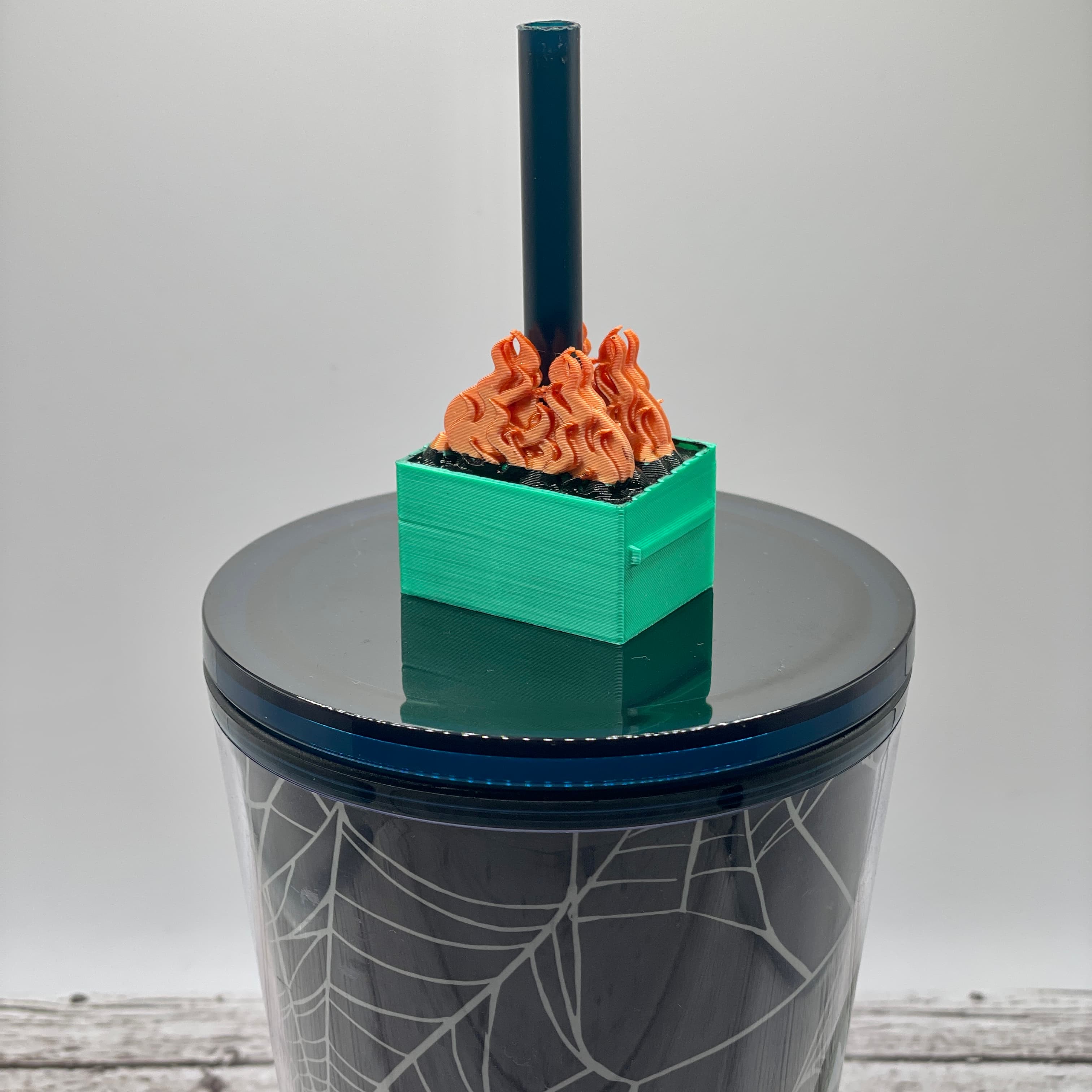 Dumpster Fire Straw Topper 3d model