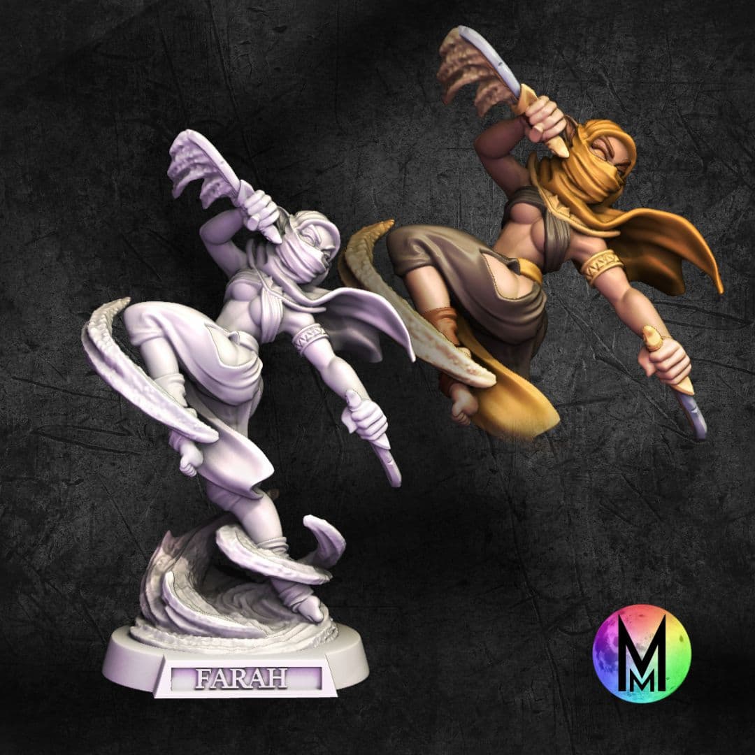 Female genasi rogue - Farah the Genasi Rogue (rogue with daggers / short swords) 3d model