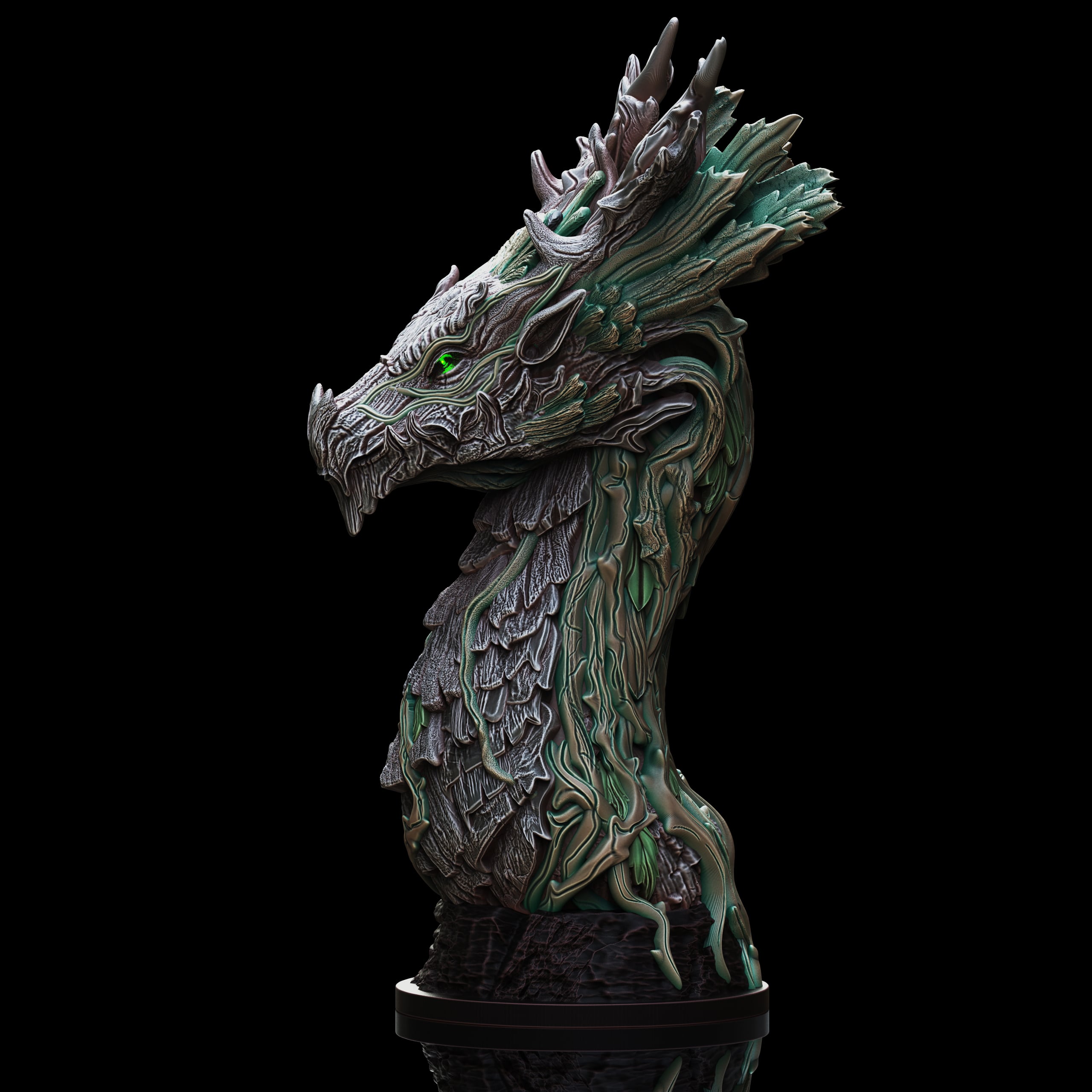Forest Dragon bust (Pre-Supported) 3d model