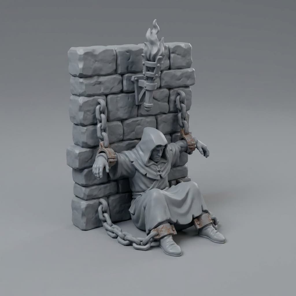 Iris and Orin - Wall Chain Captive STL - Dungeon Rescue Pack 3d model