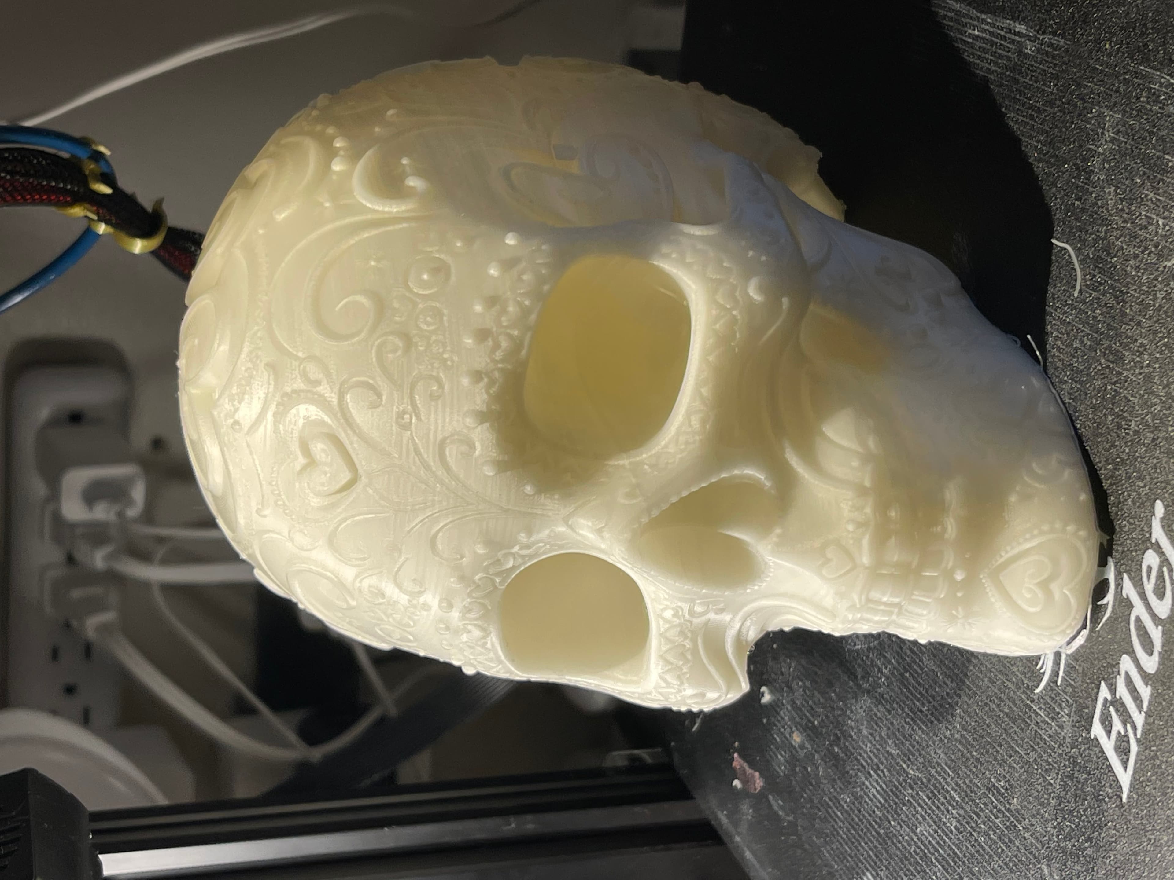Overture PLA glow in the dark. Printed at 50% speed.