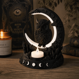 Crescent Owl LED Candle Holder in Mystical Moon Design 3d model