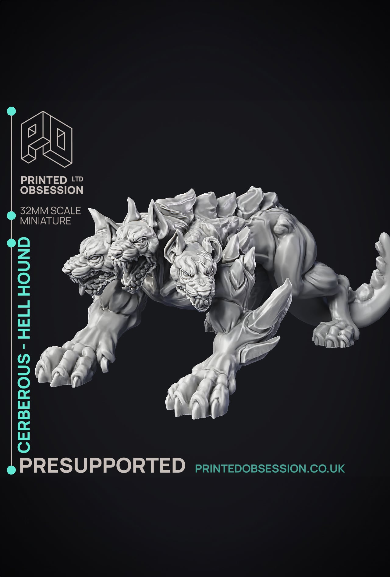 Cerberus - Hell Hound - PRESUPPROTED - 32mm Scale 3d model