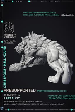 Cerberus - Hell Hound - PRESUPPROTED - 32mm Scale 3d model