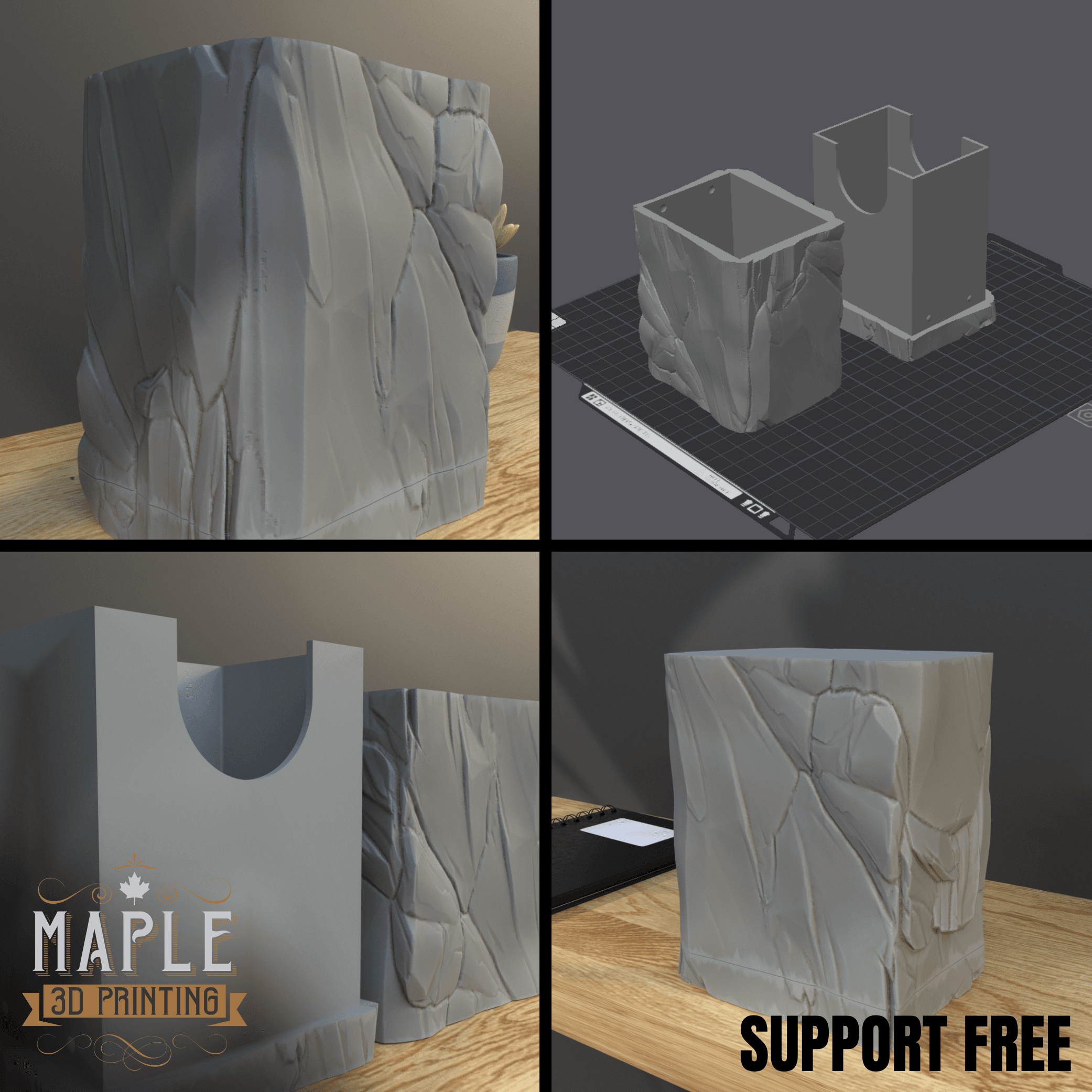 TCG Deck Box - Rock - Support Free 3d model