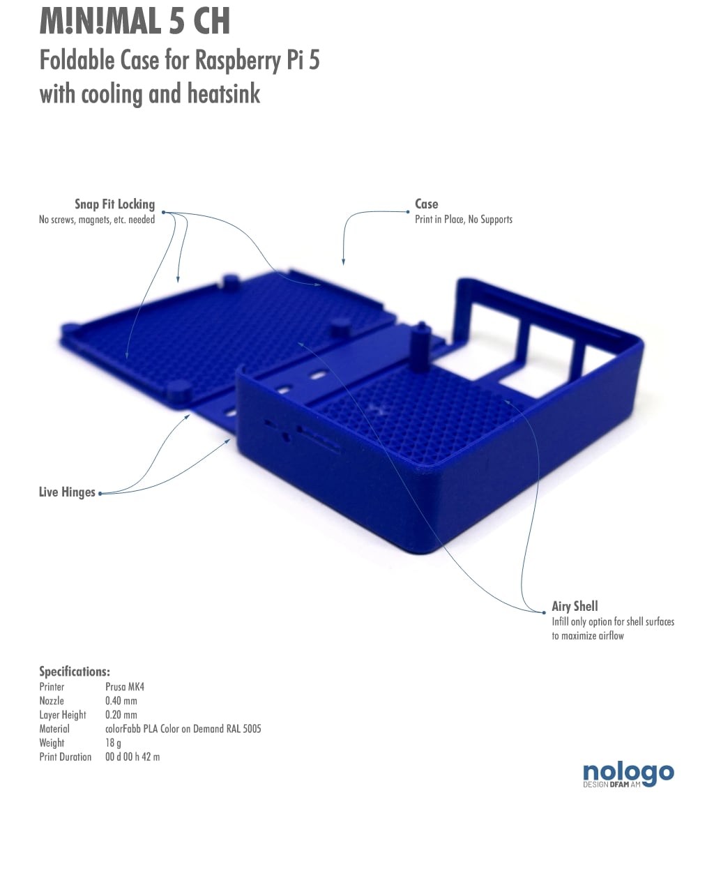 M!N!MAL 5 CH - Raspberry Pi 5 Case 3d model