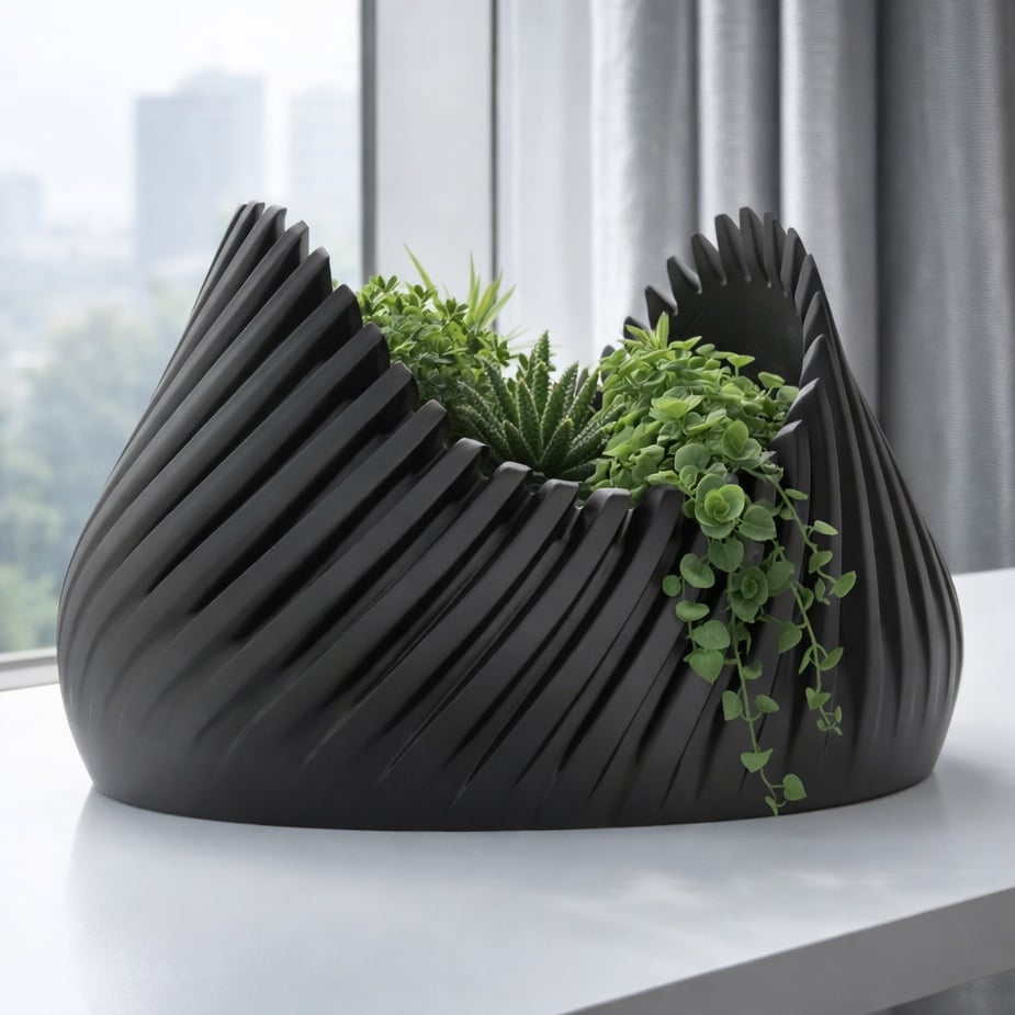 FLUTED RIBBED PLANTER POT 3d model