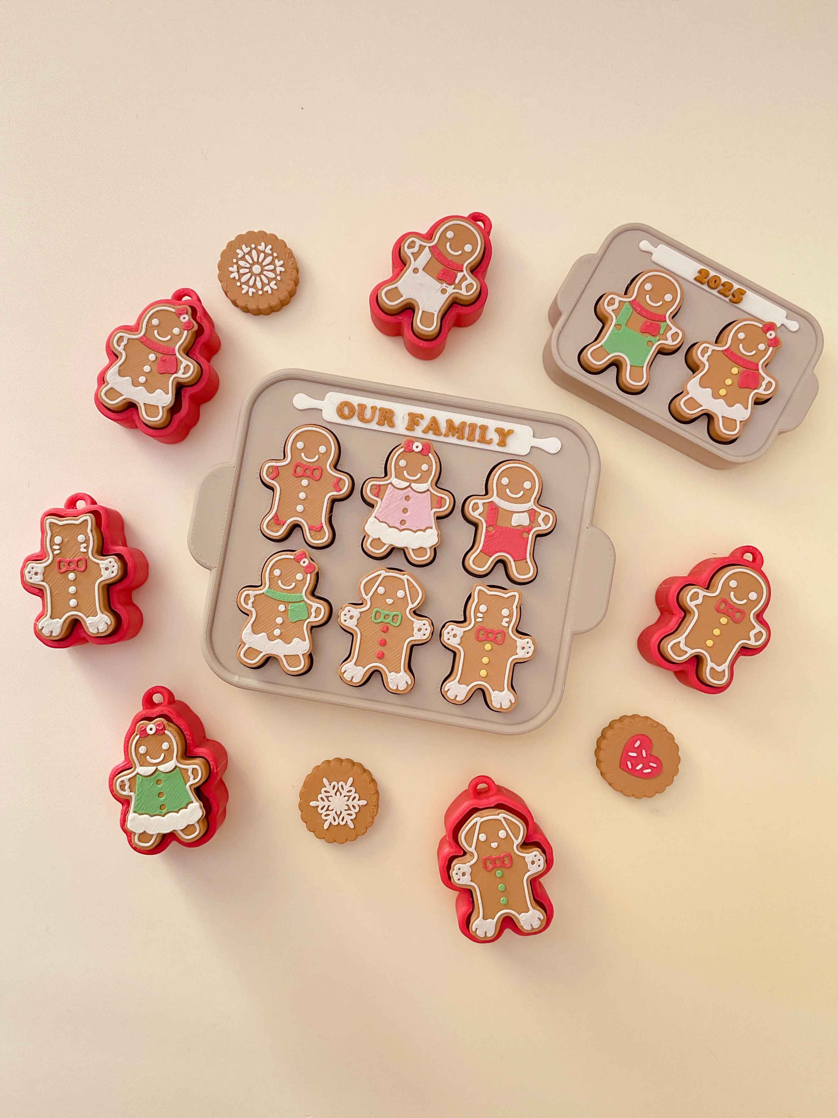 Christmas Gingerbread Cookie Family Clicker Keychain Fidget Toy Bundle 3d model