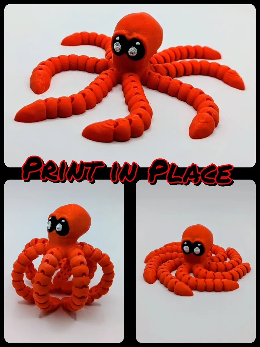 Cute Flexible Octopus - Print in Place V2 3d model