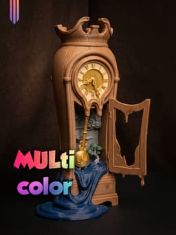 Fantasy Clock Decor 3MF | Art Multi-Color | Surreal Display 3d model