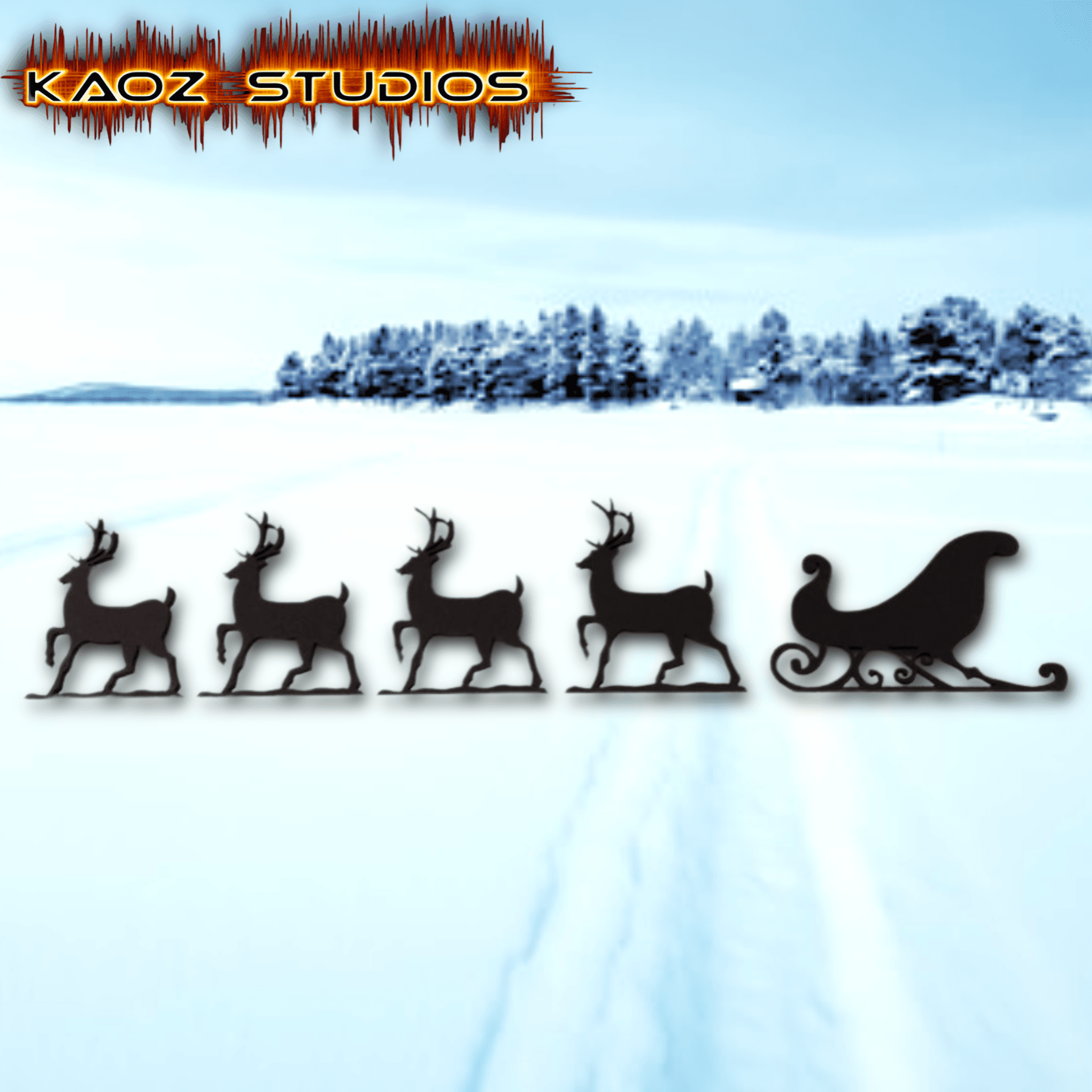 Santas Sleigh wall art Christmas wall decor Reindeer decoration 3d model