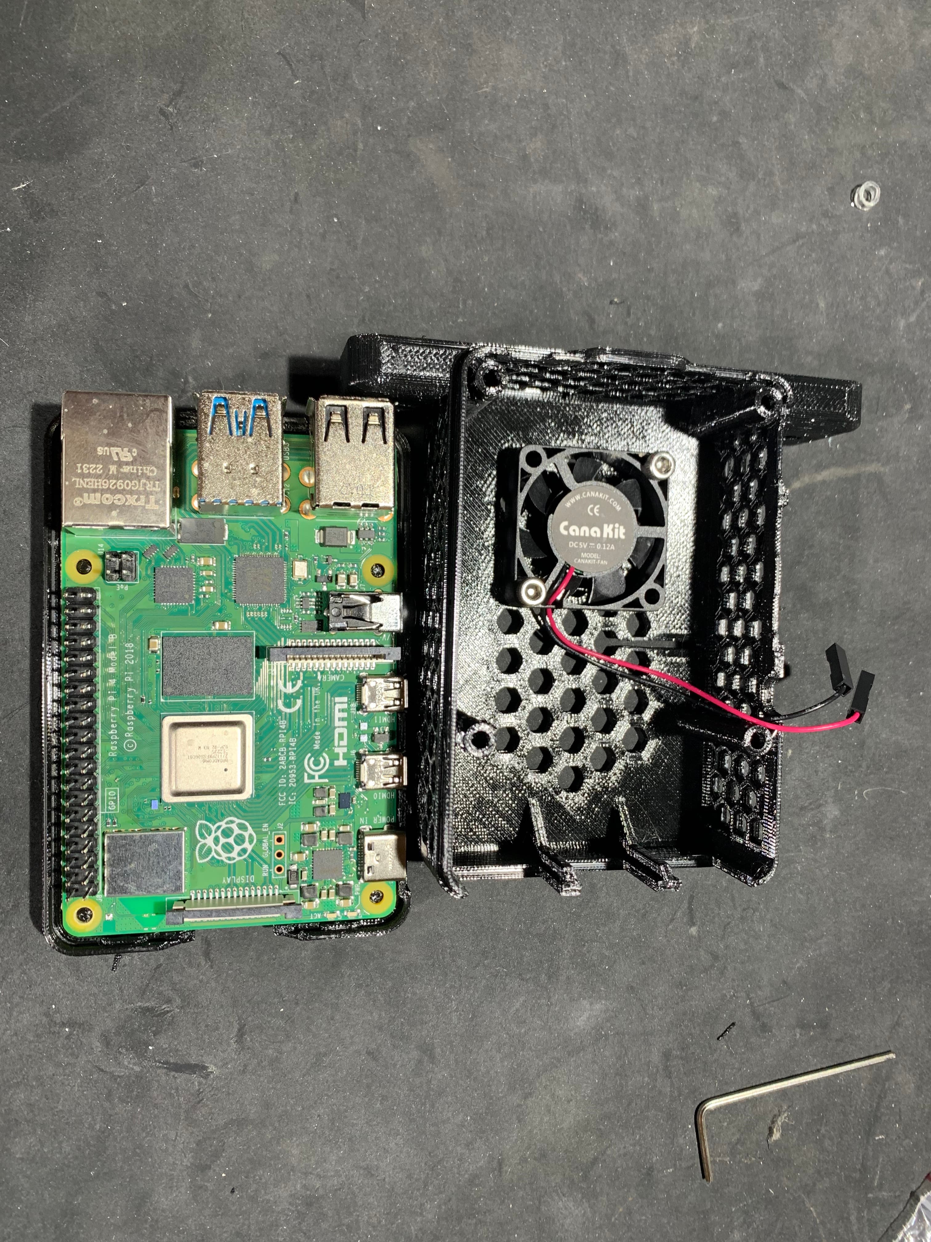 Rpi 4b Case 30mm Fan with heated inserts 3d model