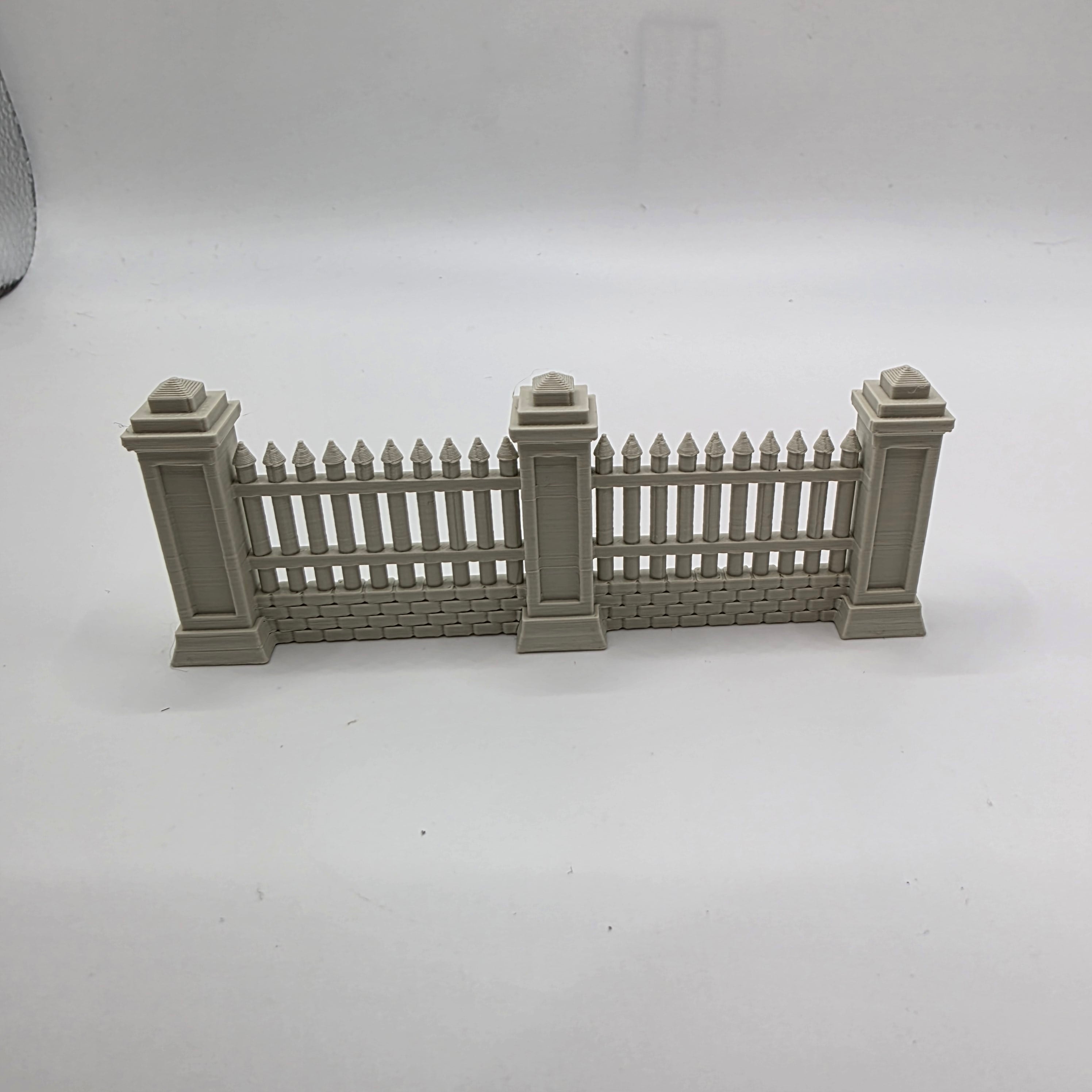 Stone Fence with Pillars 3d model