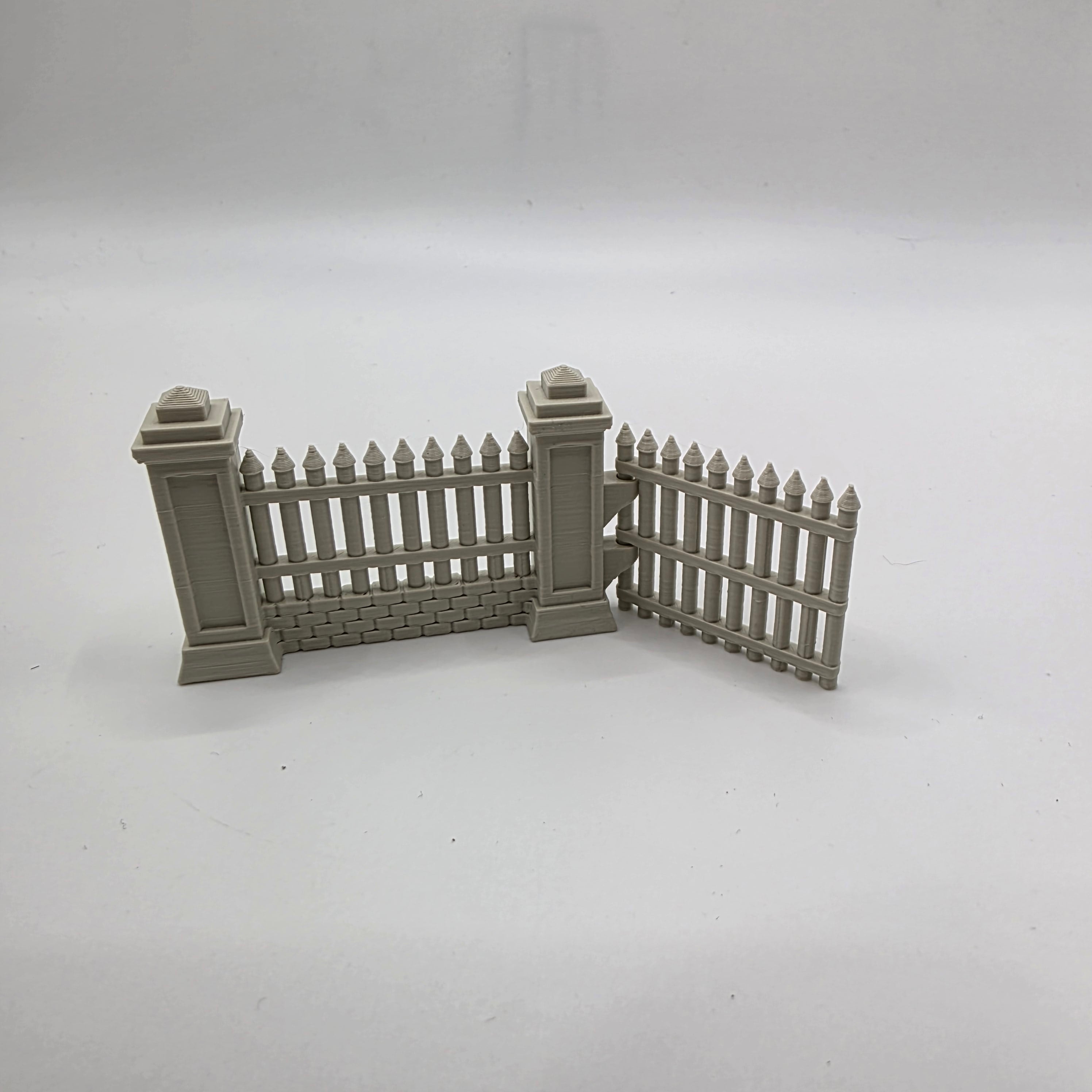 Stone Fence with Pillars 3d model