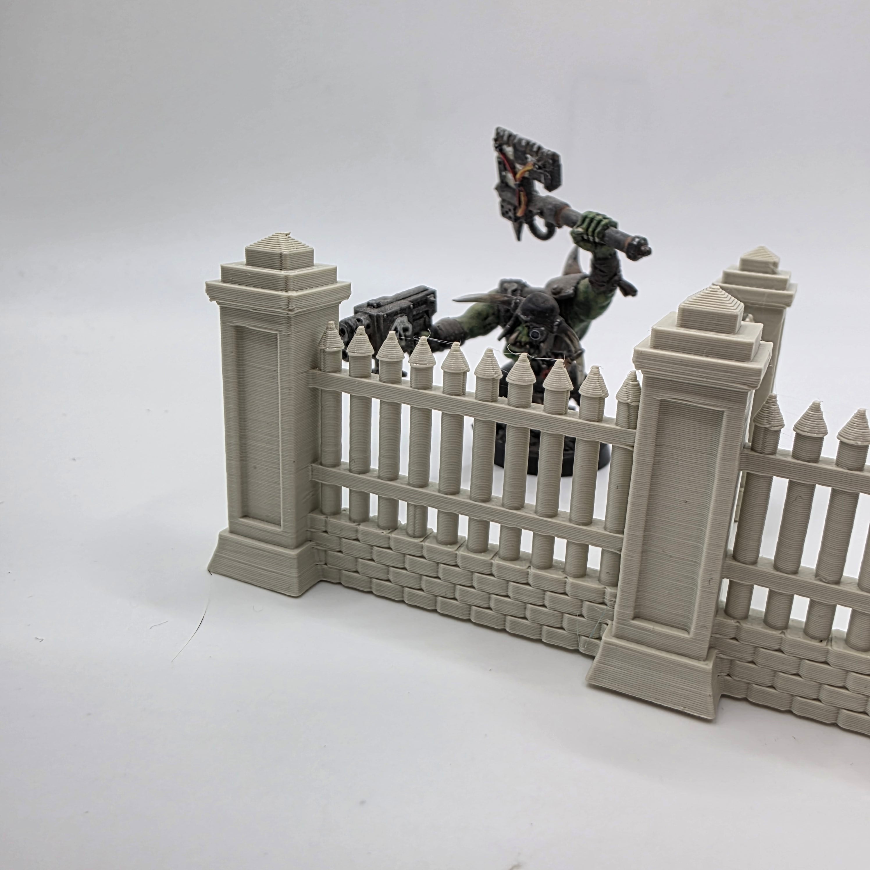 Stone Fence with Pillars 3d model