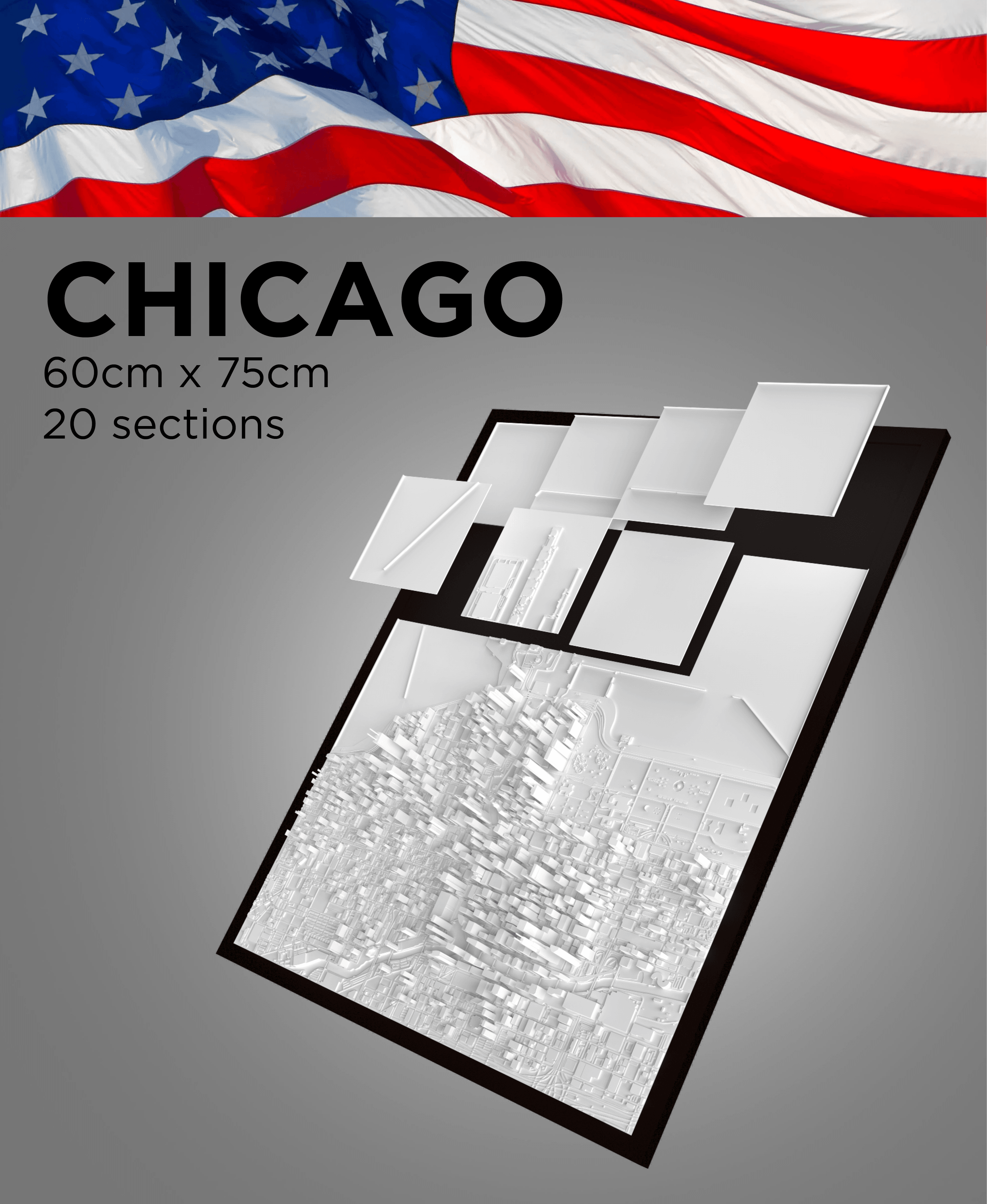 CHICAGO, Skyline 3D map 3d model