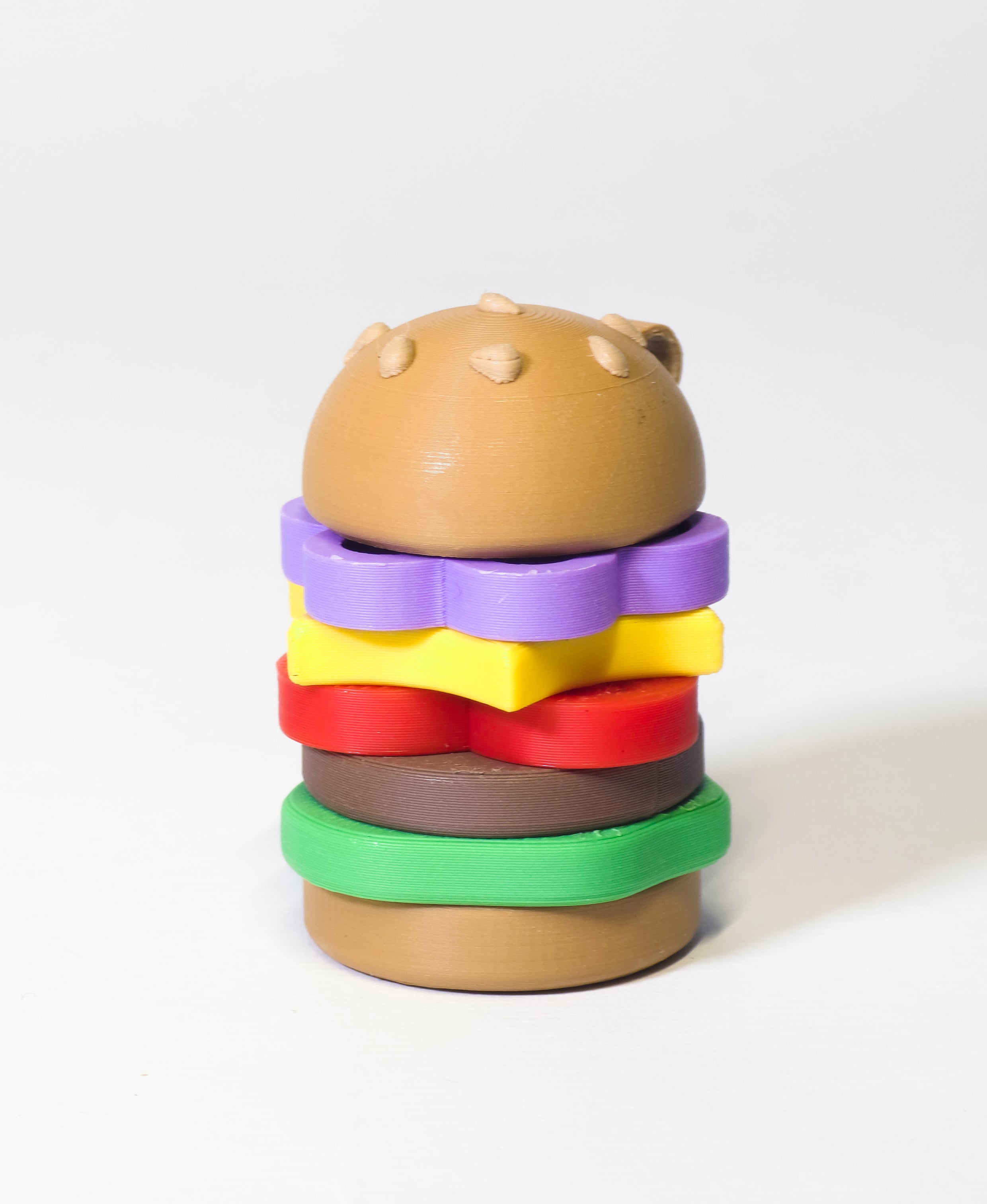 Modular spinning burger keychain 3d model