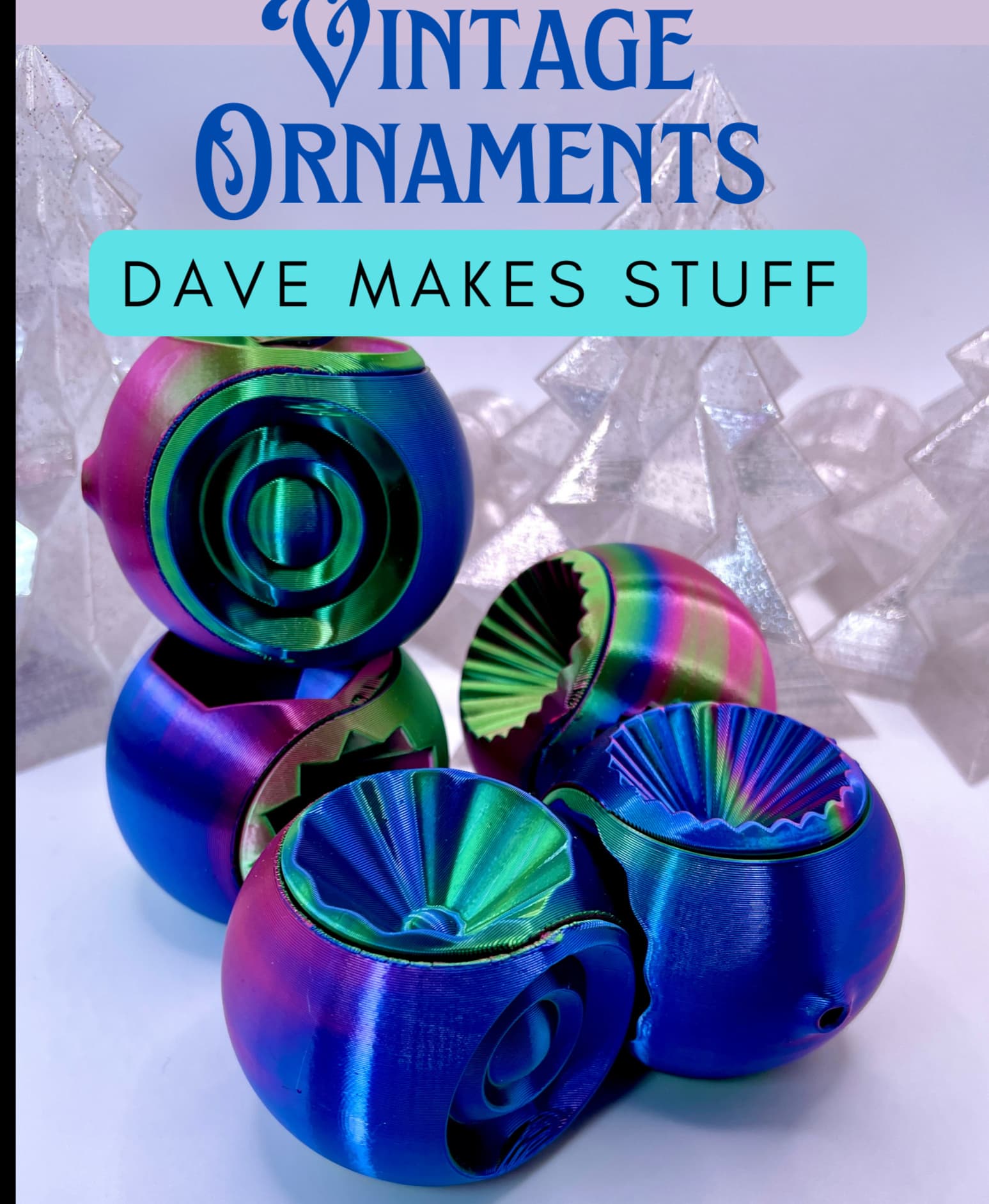 Spiralized Ornaments - Just like Nana's house, but not glass I break! Printed in CooBean Rose Red/Green/Blue Silk. - 3d model