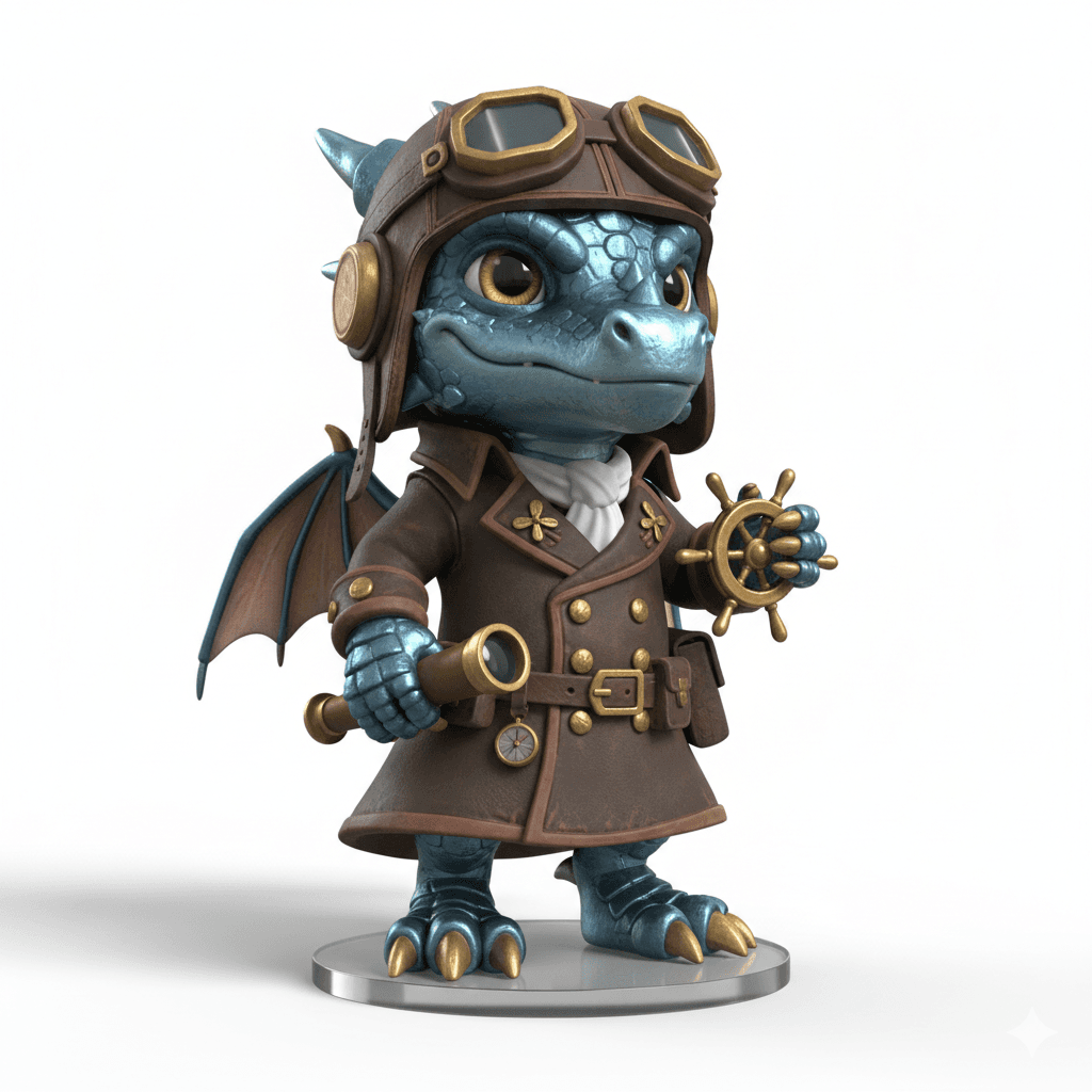 Cute Dragon : Tiny Airship Captain Dragon Creature 3d model