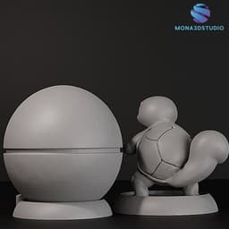 Squirtle & Pokeball Display Stand 3D Print Model STL - Multi-Part Detailed Set 3d model
