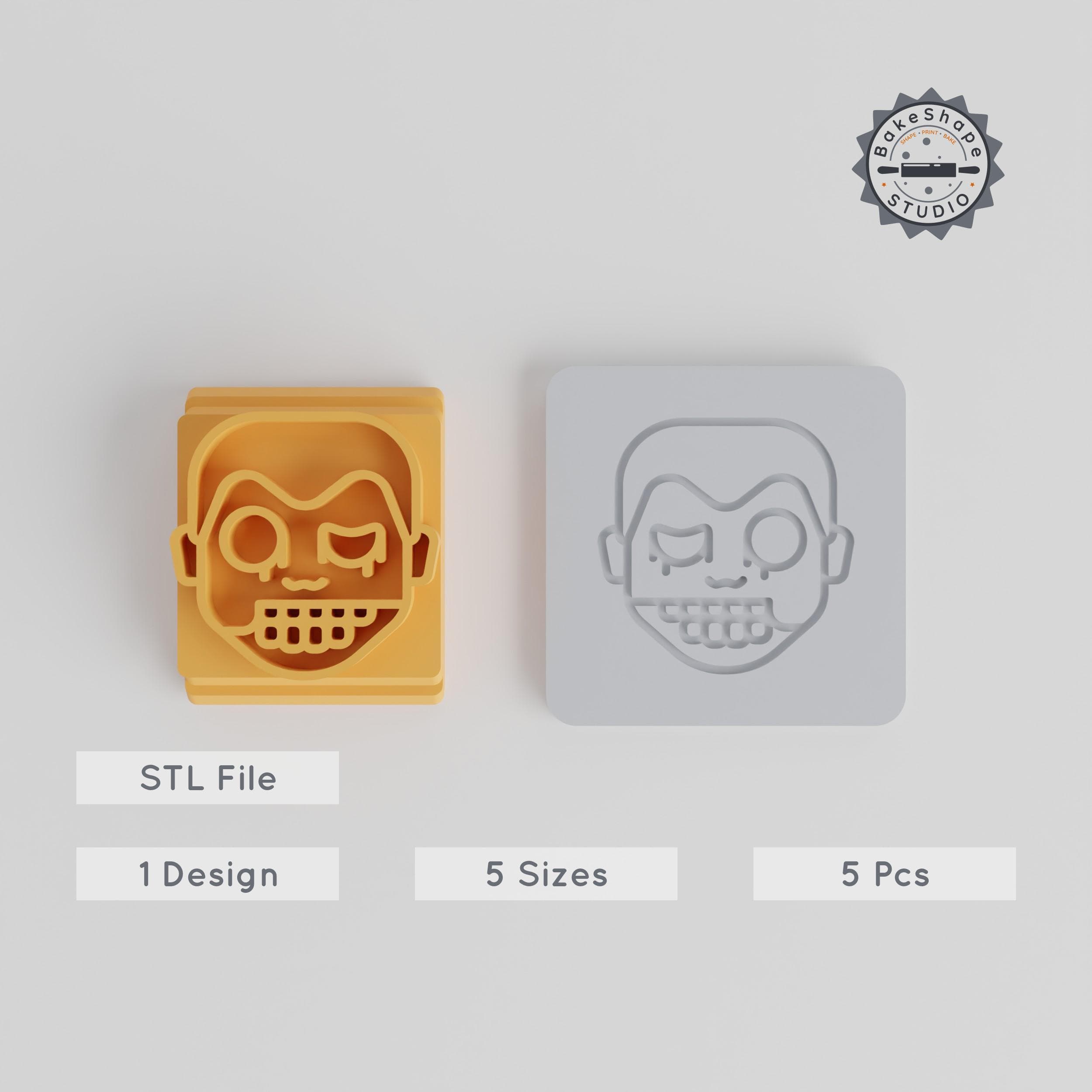 Zombie Boy Stamp Tile Set, 5 Sizes: 20-40mm, Perfect for Clay, Cookies & Fondant, Halloween Horror Theme PRODUCT_1895 3d model