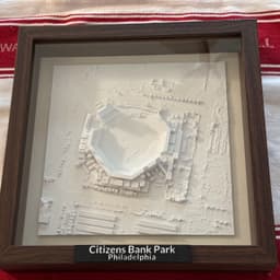 As printed to gift to a family member to hang in his man cave, this turned out great! The frame is the 11x11" shadow box from Americanflat (got it on Amazon), and the print is just hot-glued to the backer board inside the frame. I scaled to 230x230, and printed it in eSun Cold White PLA+. Love how it turned out! 3d model