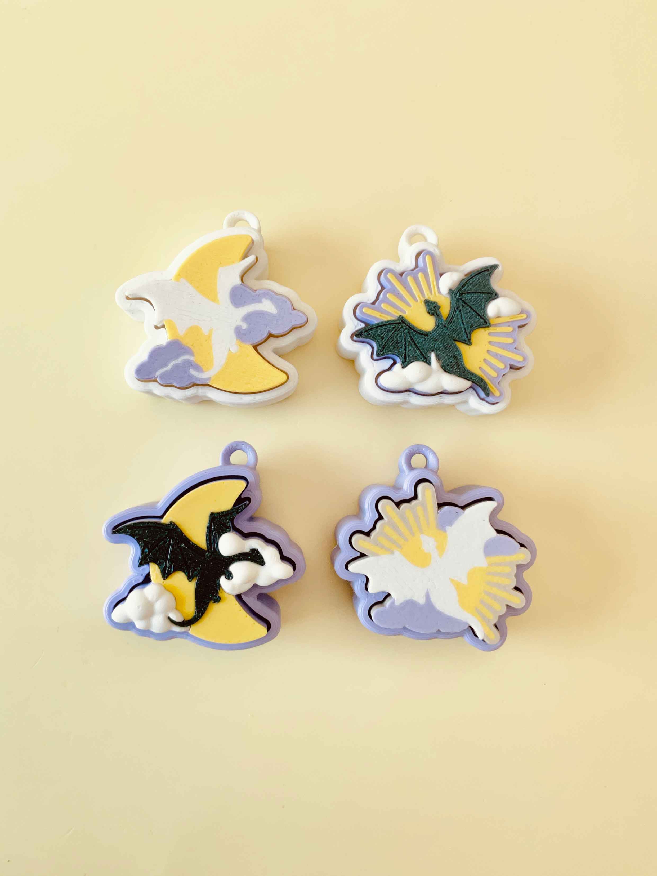 Sun and Moon Dragon Clicker Keychain Fidget Toy Bundle 3d model