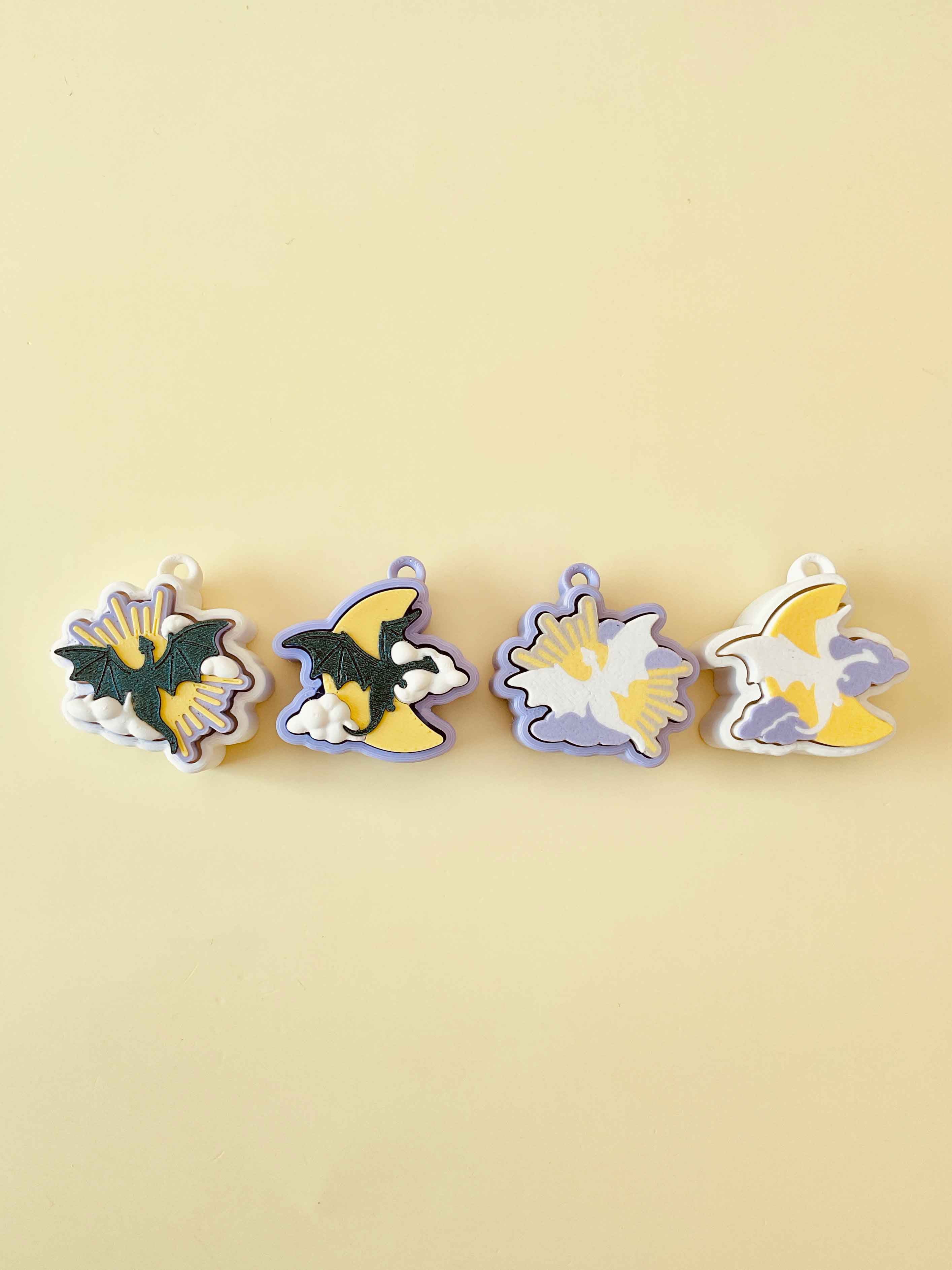 Sun and Moon Dragon Clicker Keychain Fidget Toy Bundle 3d model