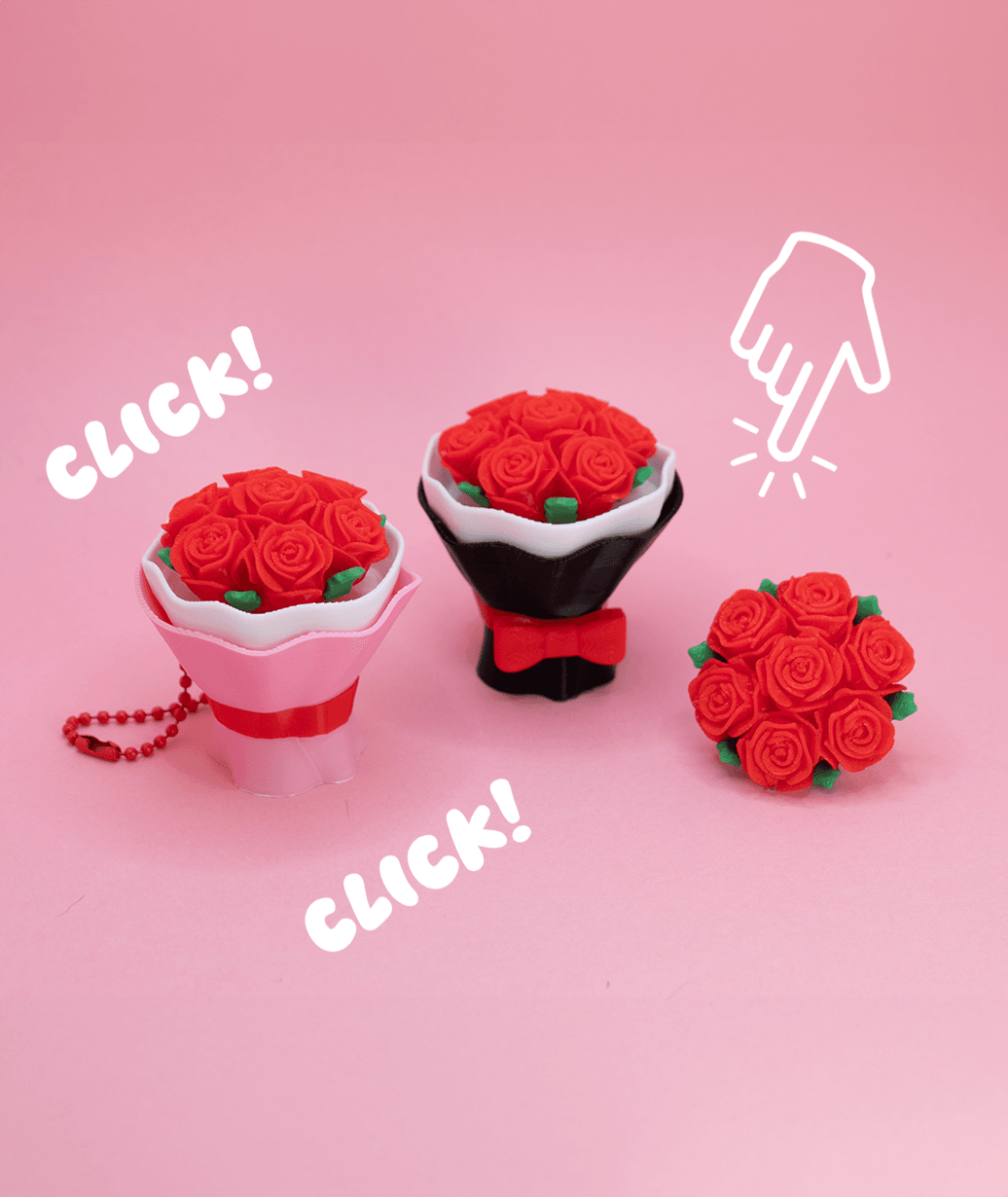 Valentines Flower Bouquet Fidget Clicker 3d model