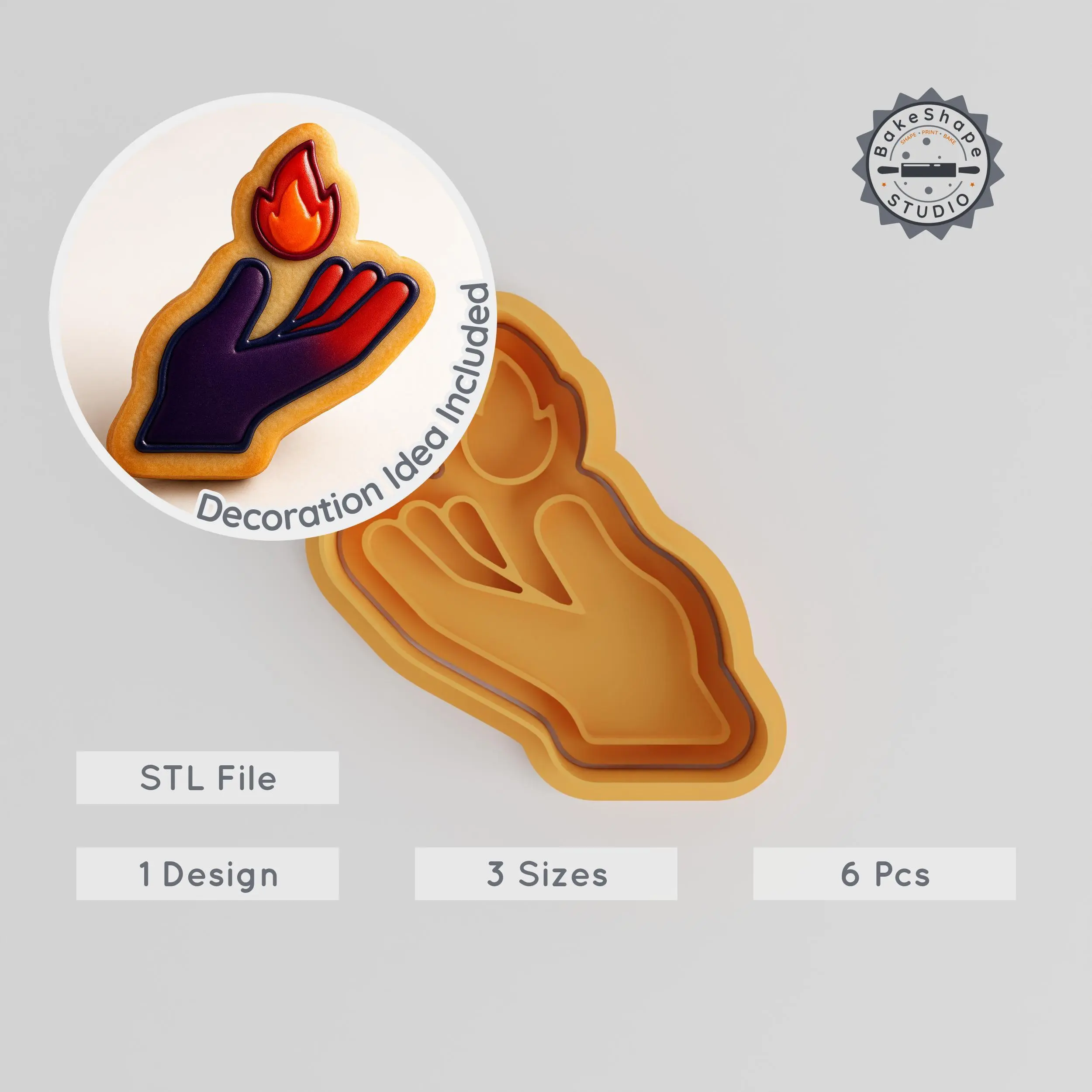 Magic Shape Cutter & Stamp Set, Spell & Wizard Theme, Perfect for Cookies & Fondant, 3 Sizes (S/M/L), 6 Pieces PRODUCT_188 3d model