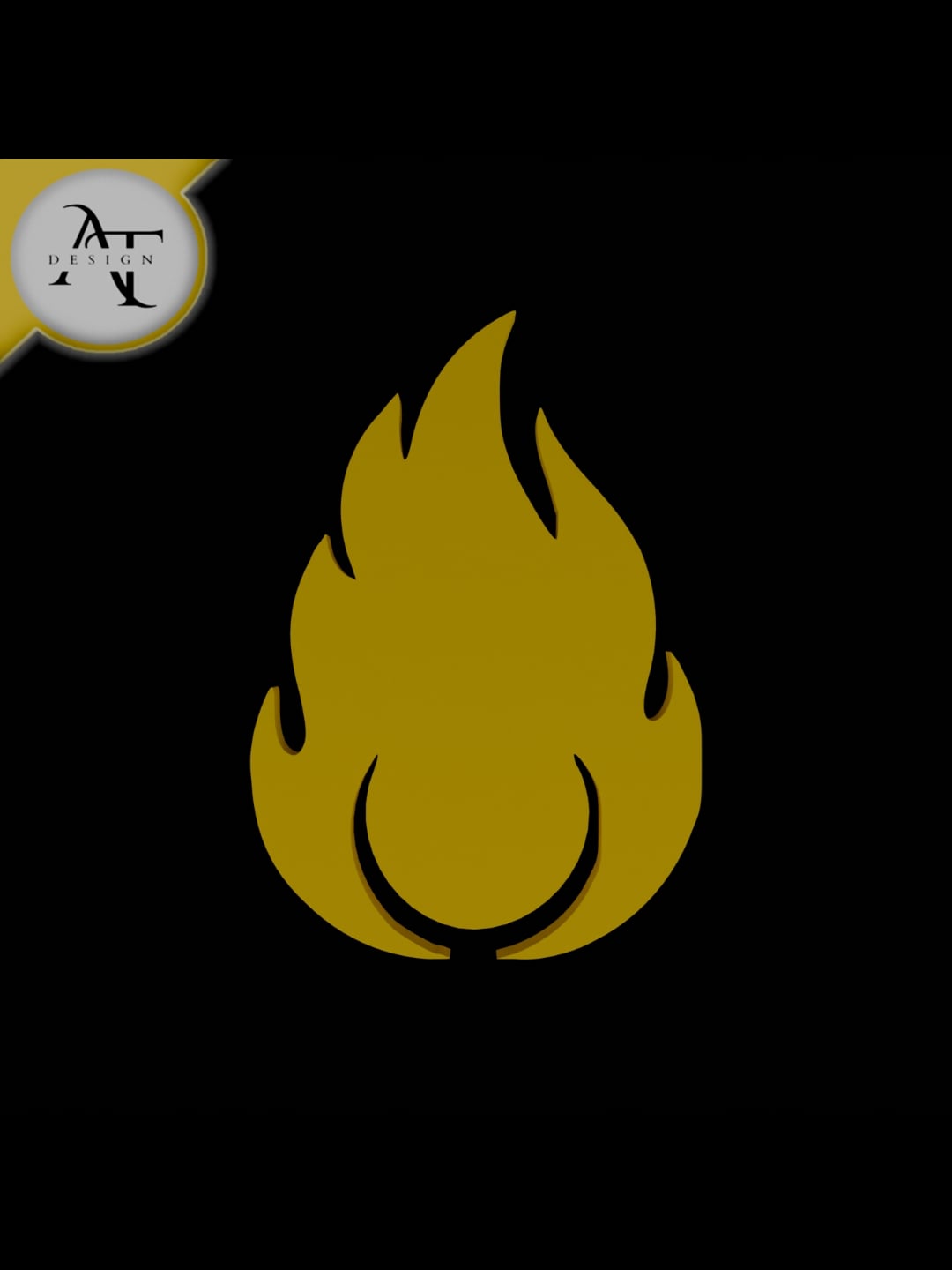 Simple Flame Symbol - 2D Art 3d model