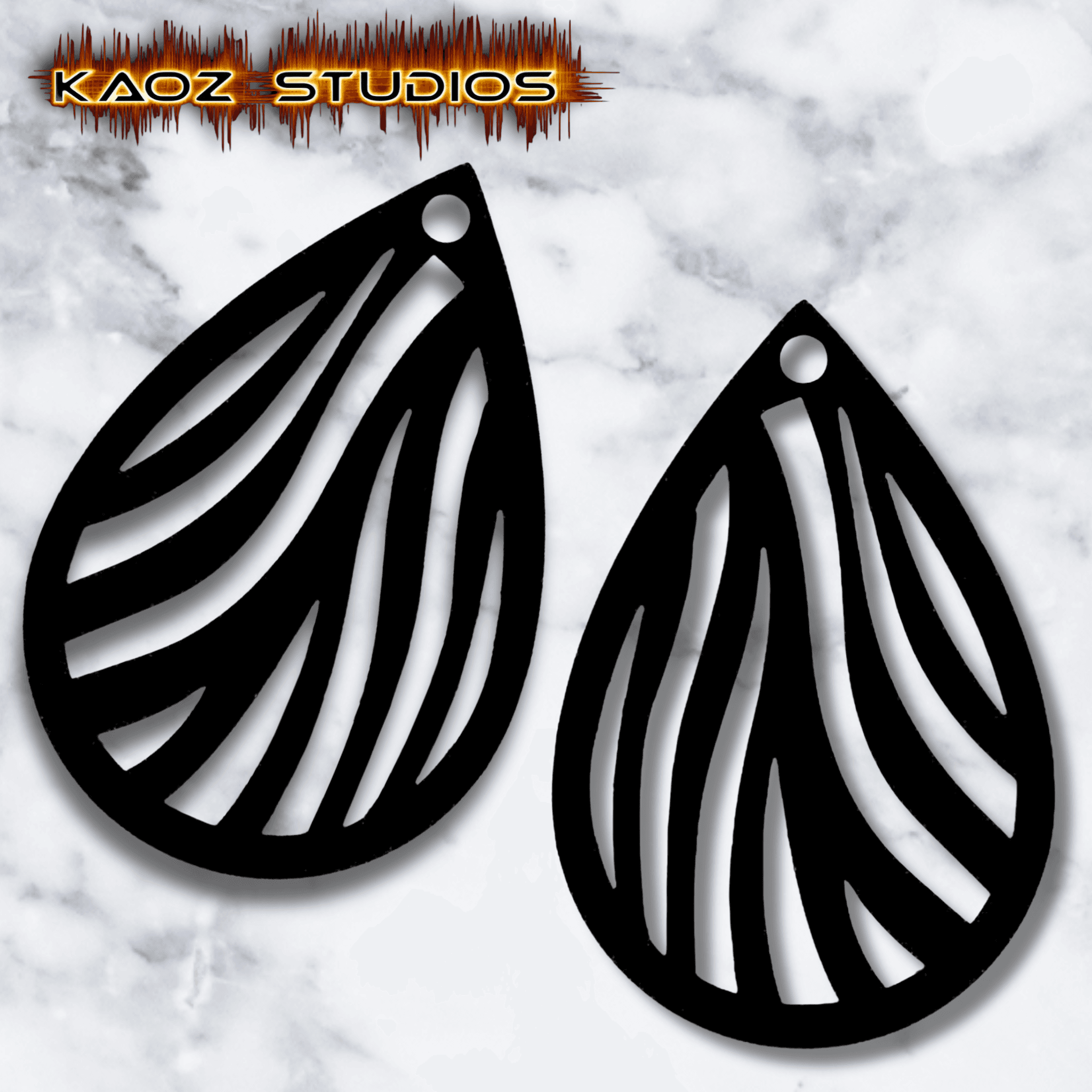 zebra print earrings 3d model
