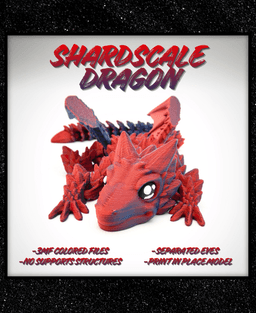 Shardscale Dragon - moveable Wings - Print in Place 3d model
