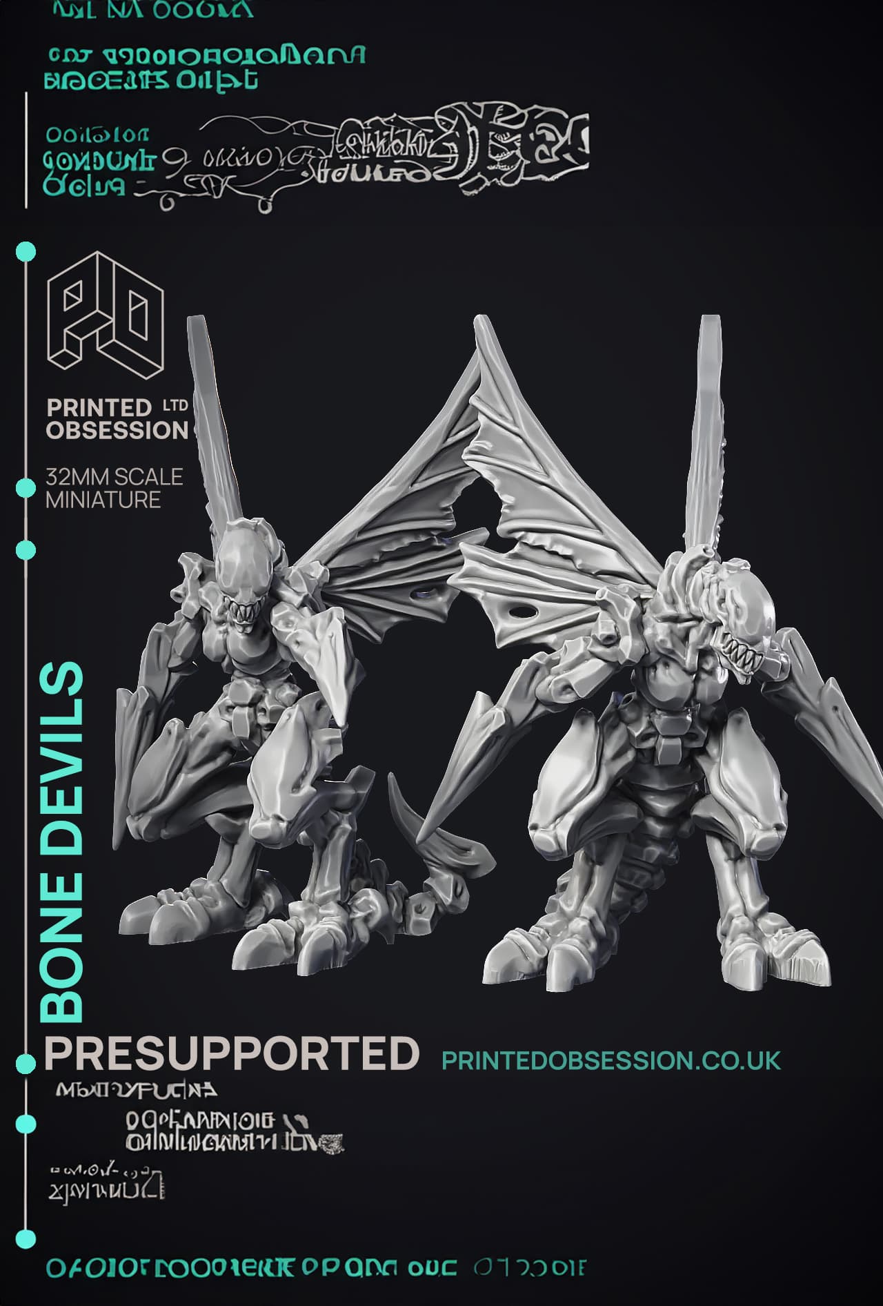 Bone Walkers - 2 Medium devils - PRESUPPORTED - Hell Hath No Fury - 32 mm scale 3d model