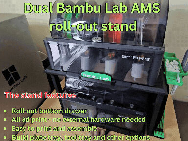 DUAL AMS 1 AND/OR AMS 2 PRO ROLL-OUT STAND 3d model