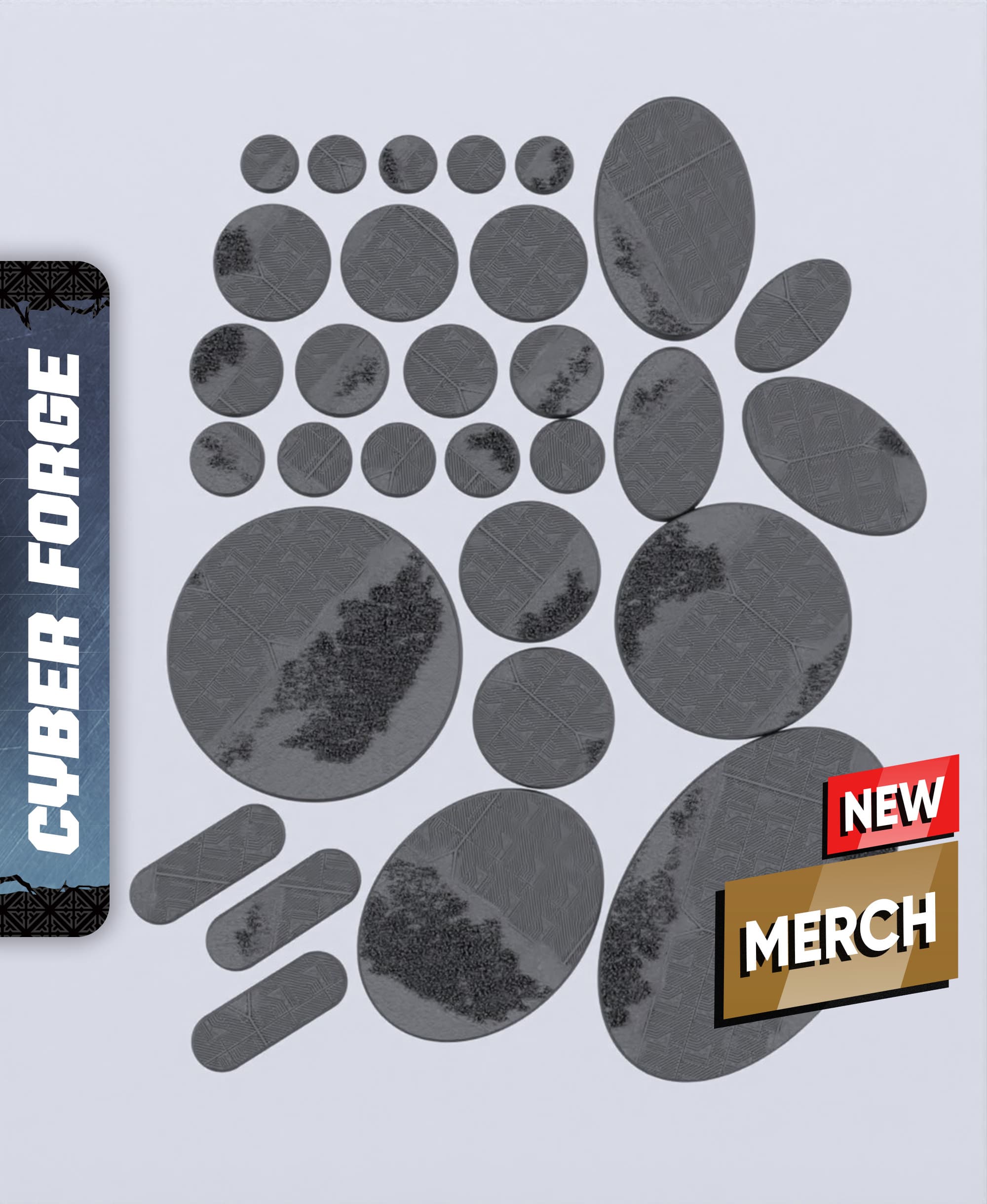 Red v Blue Bases - With Free Cyberpunk Warhammer - 40k Sci-Fi Gift Ideas for RPG and Wargamers 3d model