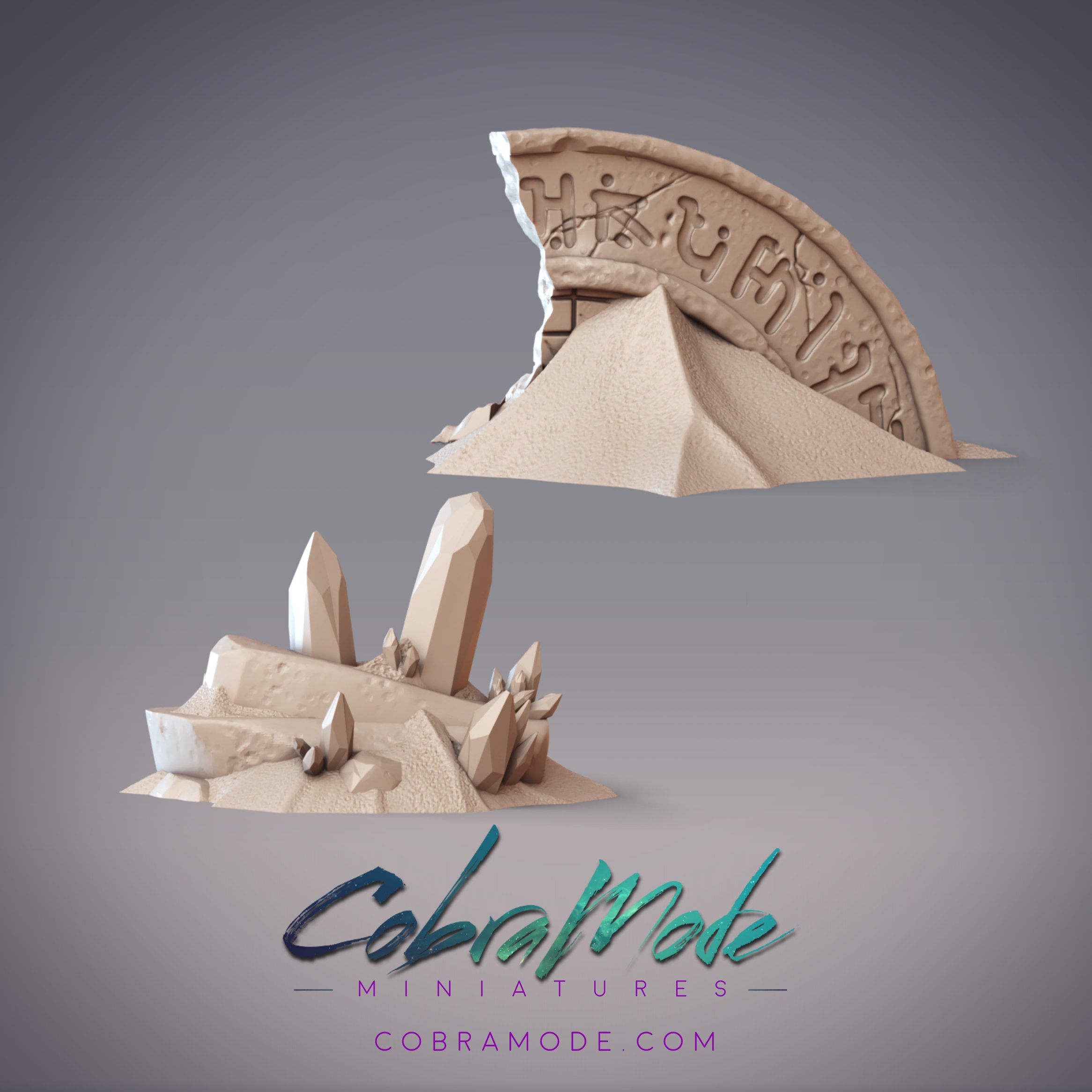 Sandy Crystals and Sandy Ruins Scatter Terrains (Supportless) 3d model