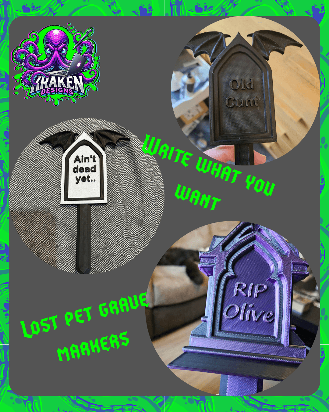 Customisable Plant Grave Markers 3d model