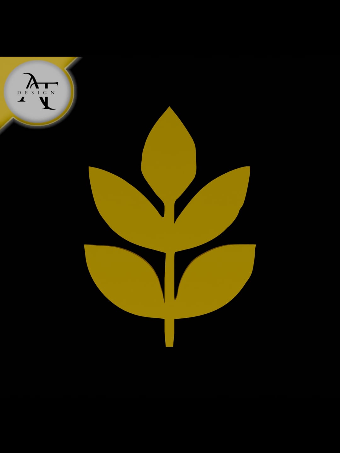 Simple Leaf Symbol - 2D Art 3d model