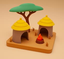 Giraffe African Village 3d model