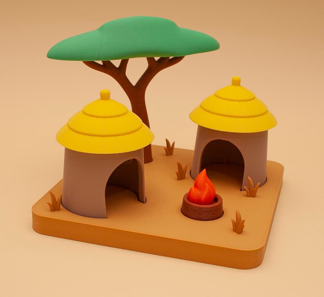 Giraffe African Village 3d model