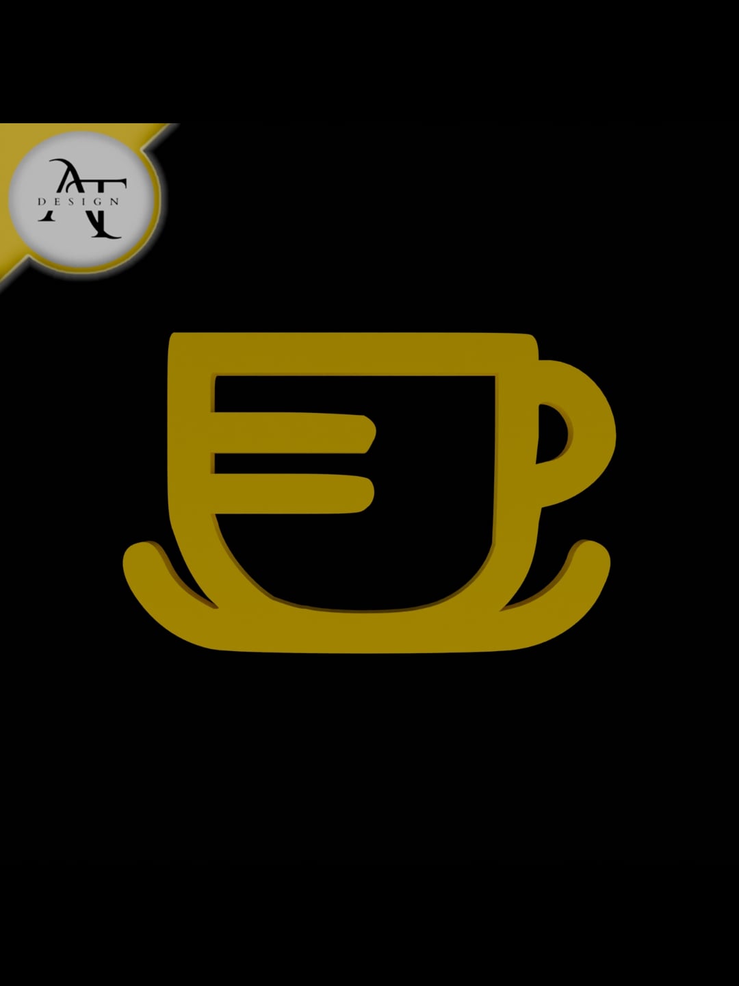 Simple Coffee Cup Symbol - 2D Art 3d model