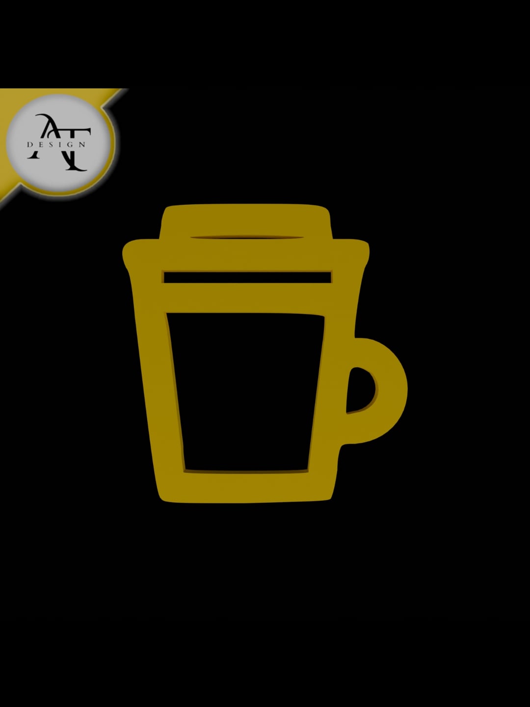 Simple Coffee Cup Symbol - 2D Art 3d model