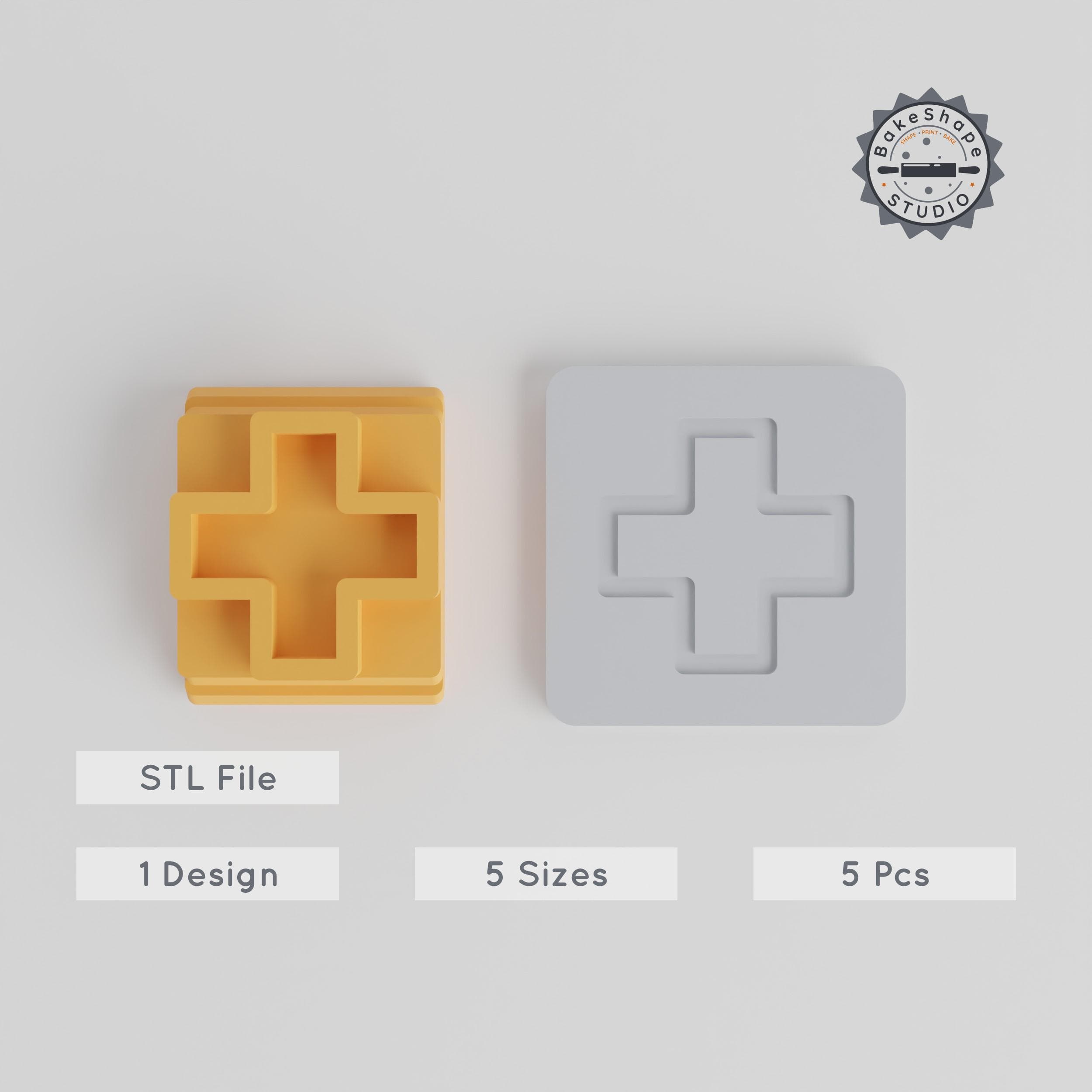 Cross Shape Stamp Tile, 5-Piece Set, Ideal for Clay, Cookies & Fondant, 20-40mm Sizes, Geometric Cross Pattern PRODUCT_1701 3d model